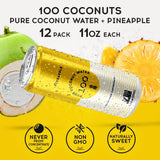 100 Coconuts Pineapple Flavored Pure Coconut Water, Non GMO, No Preservatives, 11 Fluid Ounces (Pack Of 12)
