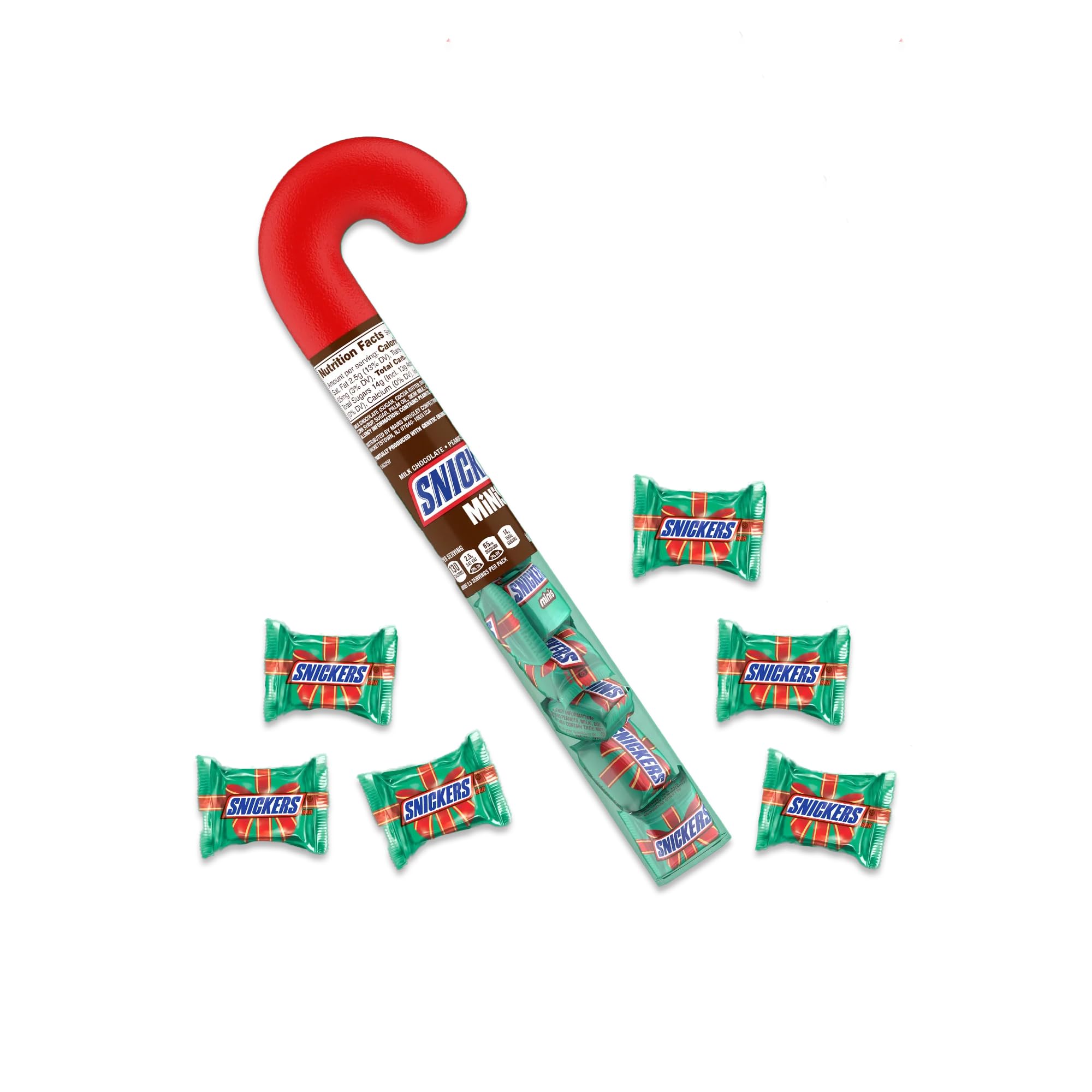 Snackivore Mini Snickers Candy Cane Tube, Christmas Skittles Filled Candy Cane Tube, and Christmas M Ms Candy Cane Tube- 3 Pack, Christmas Candy Canes
