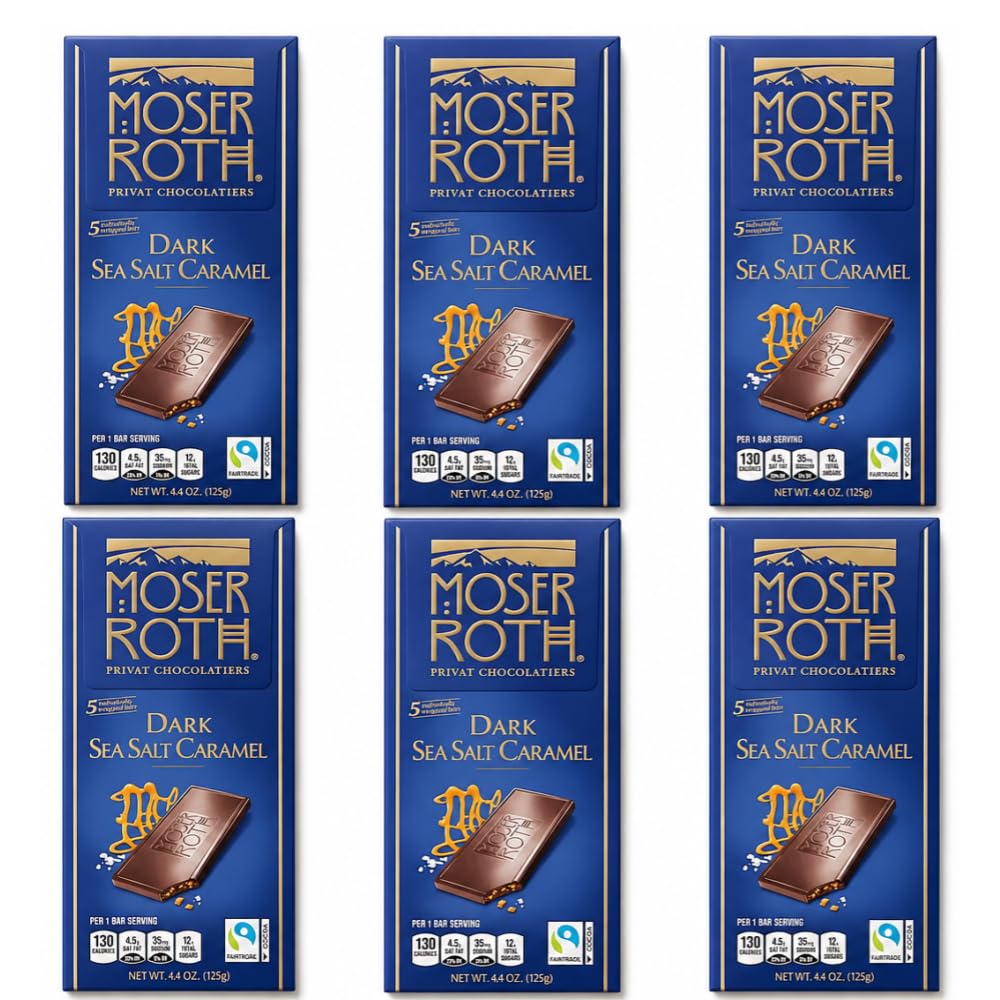 MOSER ROTH German Dark/Sea Salt/Caramel Chocolate Bars (6 Pack)
