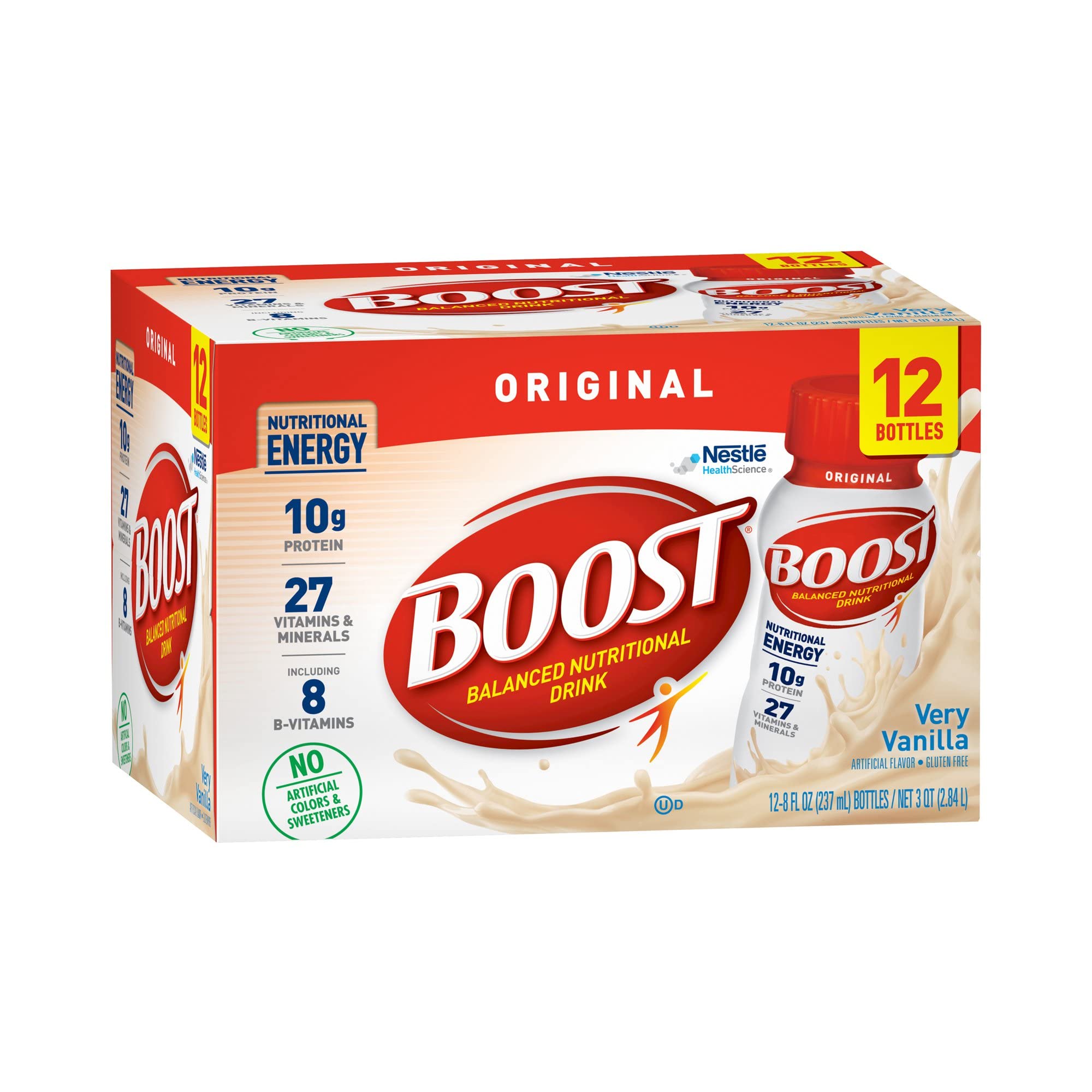 BOOST Original Complete Nutritional Drink, Very Vanilla, 8 Ounce Bottle (Pack of 12)