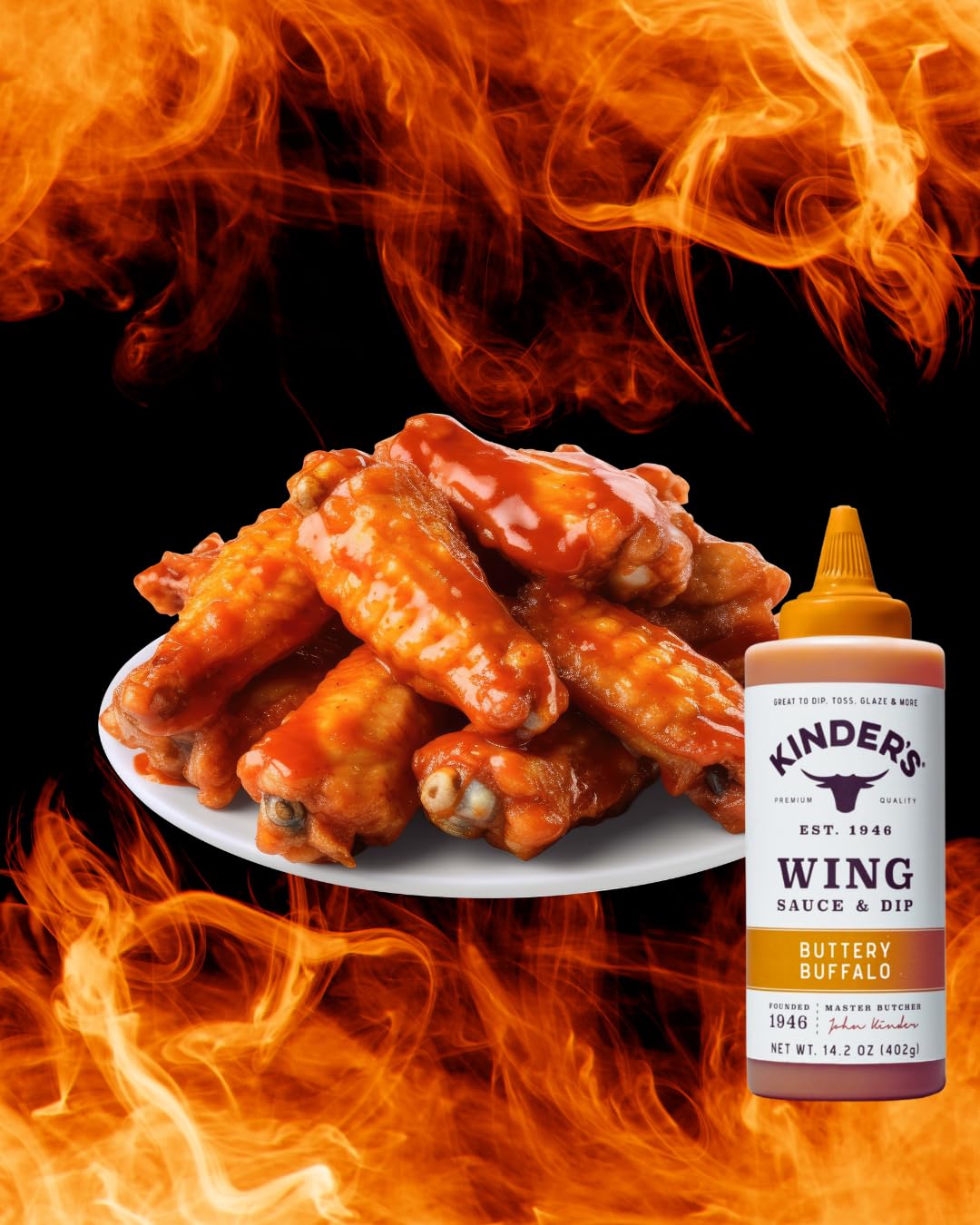 Kinder's Wing Sauce Variety Pack, Louisiana Heat and Buffalo Sauce with Ranch Dip Mix, Premium Quality Since 1946