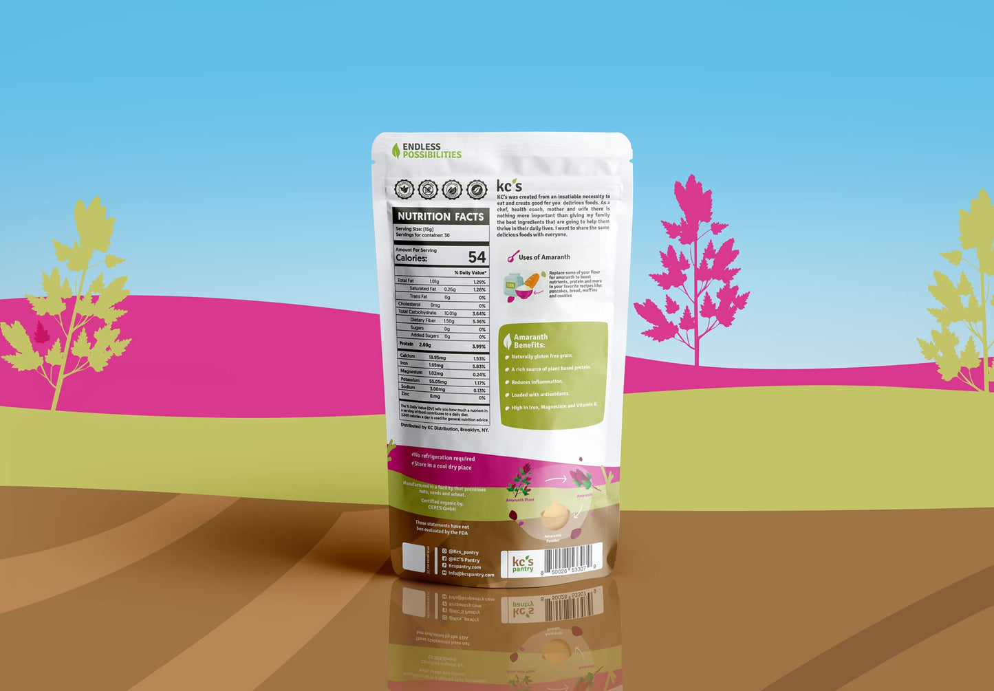 KC's Pantry Organic Amaranth Flour - 1 lb. Bag, 16 Servings, Organic, Non-GMO, Vegan, Gluten-Free, Keto & Paleo, Kosher, Perfect for use as