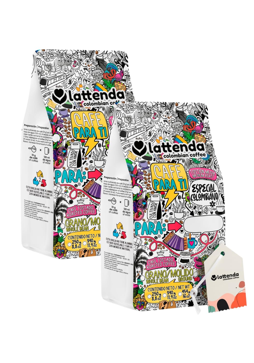 Para Ti Specialty Coffee: Personalized Colombian Culture in Every Sip - 2 Pack 454g Ground