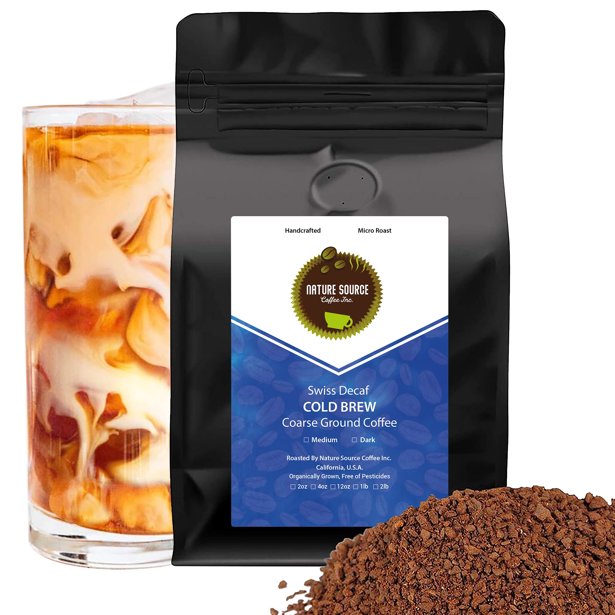 Swiss Decaf Cold Brew | Single Origin Coffee | Organic | Coarse Ground (Swiss Decaf, 12oz 1-Pack)