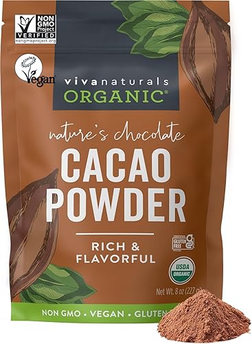 Organic Cacao Powder, Unsweetened, 8 oz (227 g) - Rich Dark Chocolate Flavor, Perfect for Baking, Smoothies & Hot Chocolate - Vegan, Keto, Paleo, Non-GMO & Gluten-Free Cocoa Powder