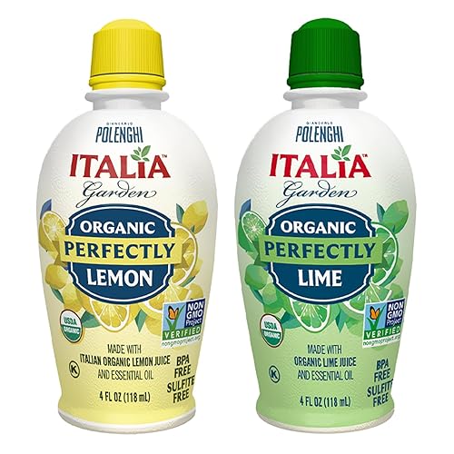 Italia Garden Organic Lemon & Lime Juice Variety Pack - 4oz Each (Pack of 2) - 100% Organic Juices - Perfect for Cooking, Drinks, Marinades & More