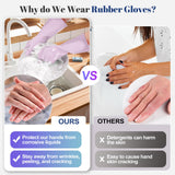 Reusable Kitchen Dishwashing Gloves - 3 Pairs Rubber Household Cleaning Gloves, Flexible and Durable & Non-slip Cleaning Gloves, Great for Kitchen