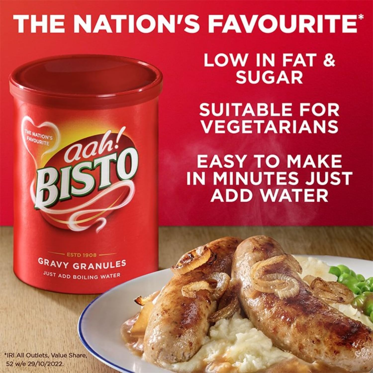 Bisto Gravy Granules - Beef & Chicken Flavors, Imported from the UK - Classic Smooth Texture, 170g (Choose Flavor) (Pack of 3, Beef)