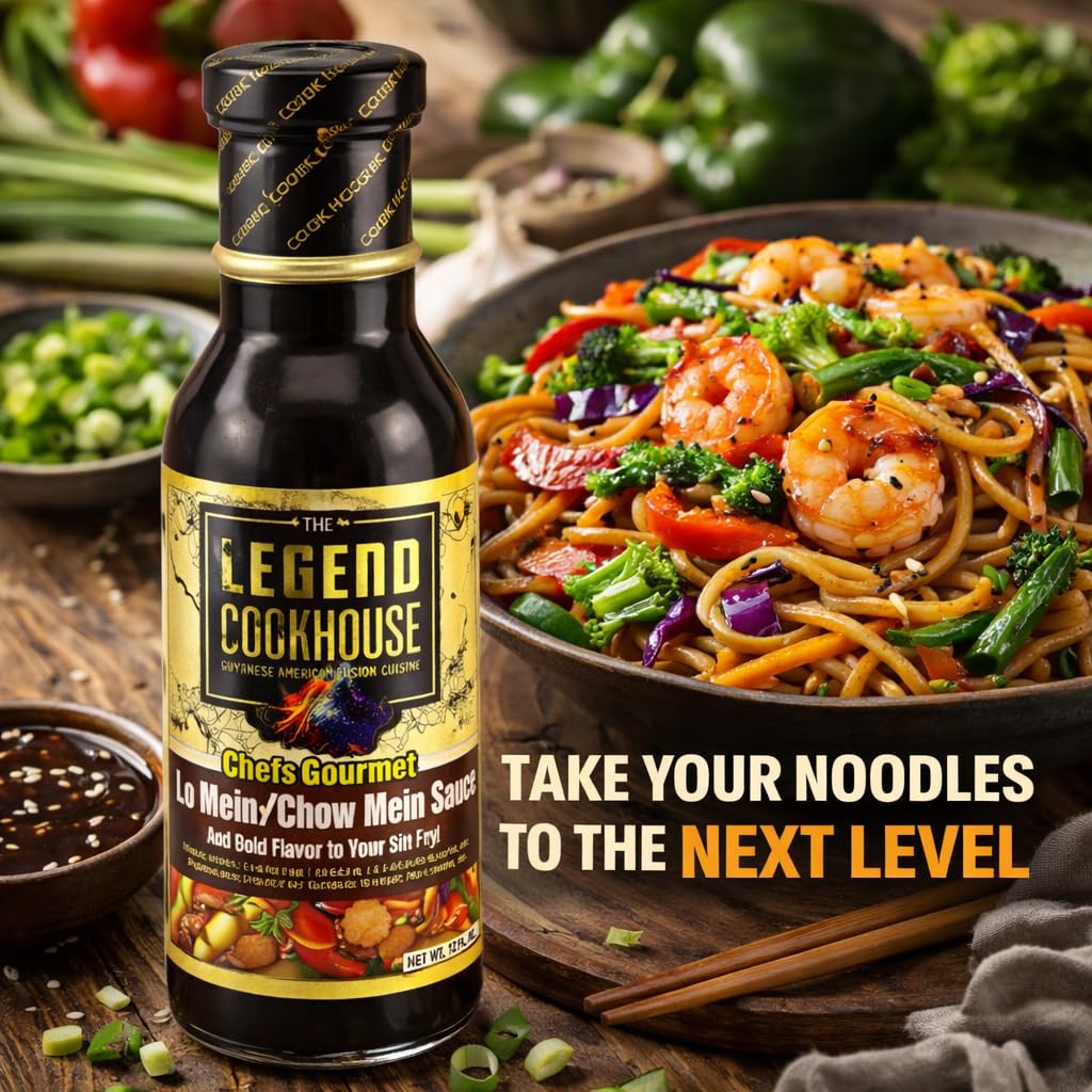 Legend Cookhouse Chinese Lo Mein Sauce, Chow Mein Stir Fry Sauce for Noodles, Fried Rice, Vegetables, Chicken, Beef & Shrimp, Authentic Guyanese
