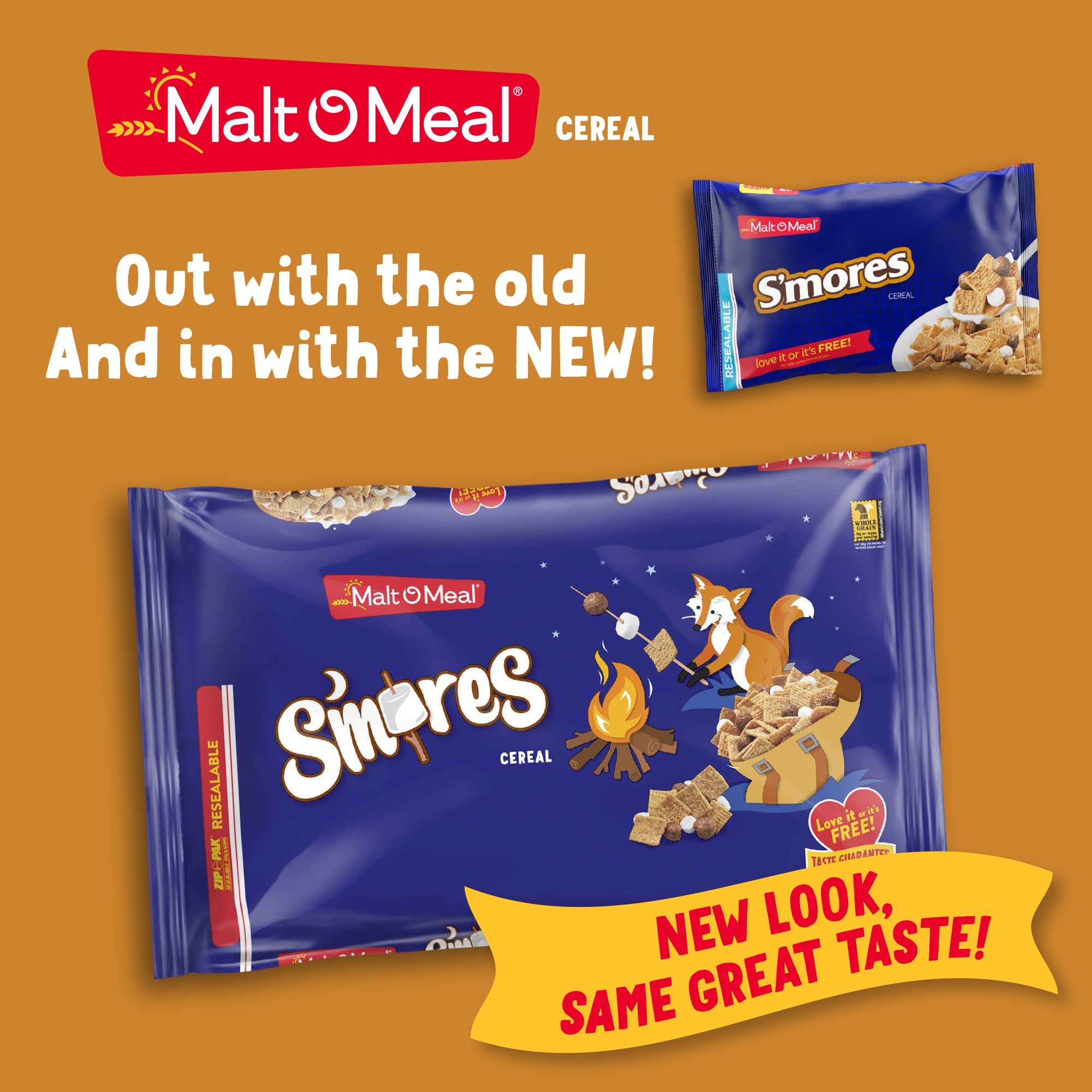 Malt-O-Meal S'mores Kids Breakfast Cereal, Family Size Bulk Bagged Cereal, 24 Ounce - 1 count