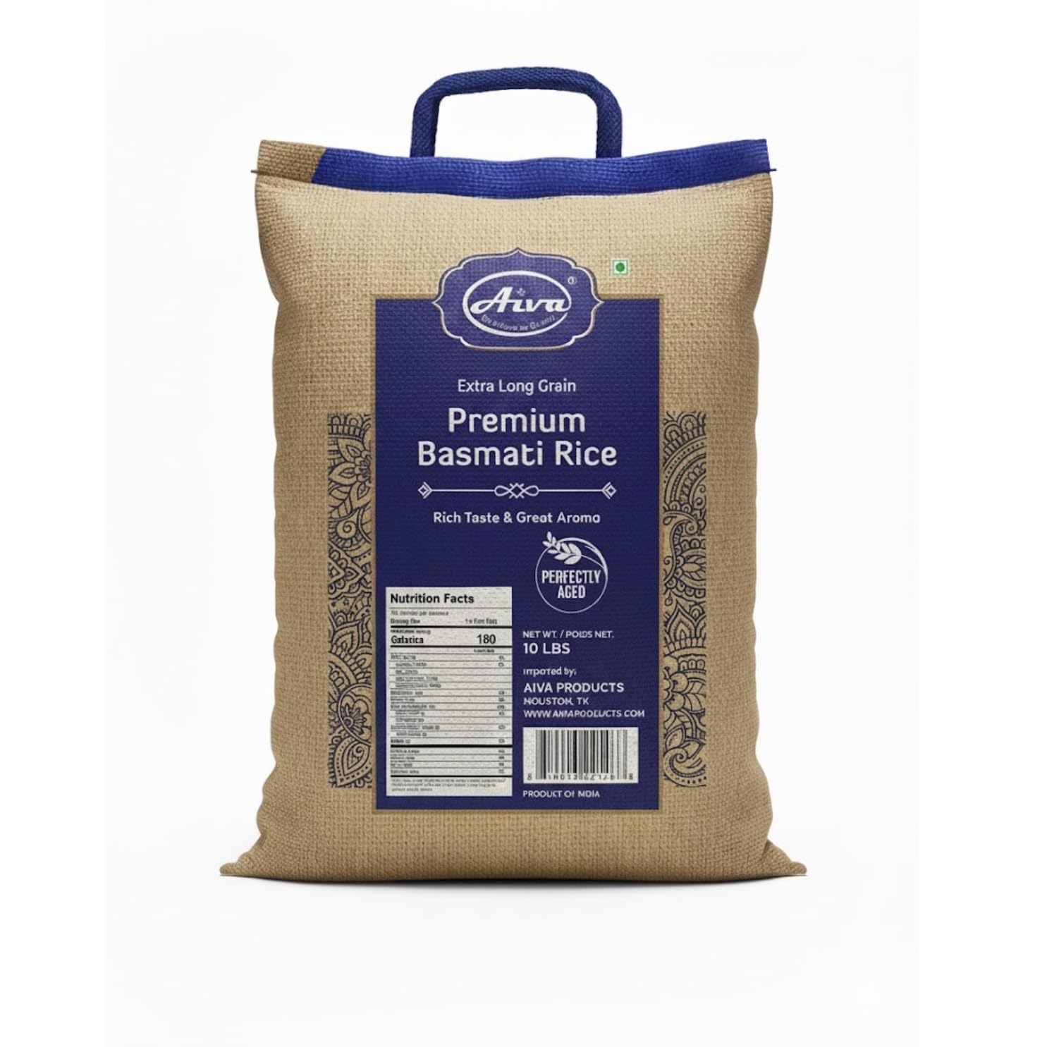 AIVA Basmati Rice 10 Pound | Authentic Long Grain White Bamati Rice