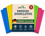 10 Pack Swedish Dishcloths for Kitchen | Reusable Paper Towels Washable, Non-Scratch Cellulose Sponge Cloths | Ultra Absorbent Dish Rags, No Odor
