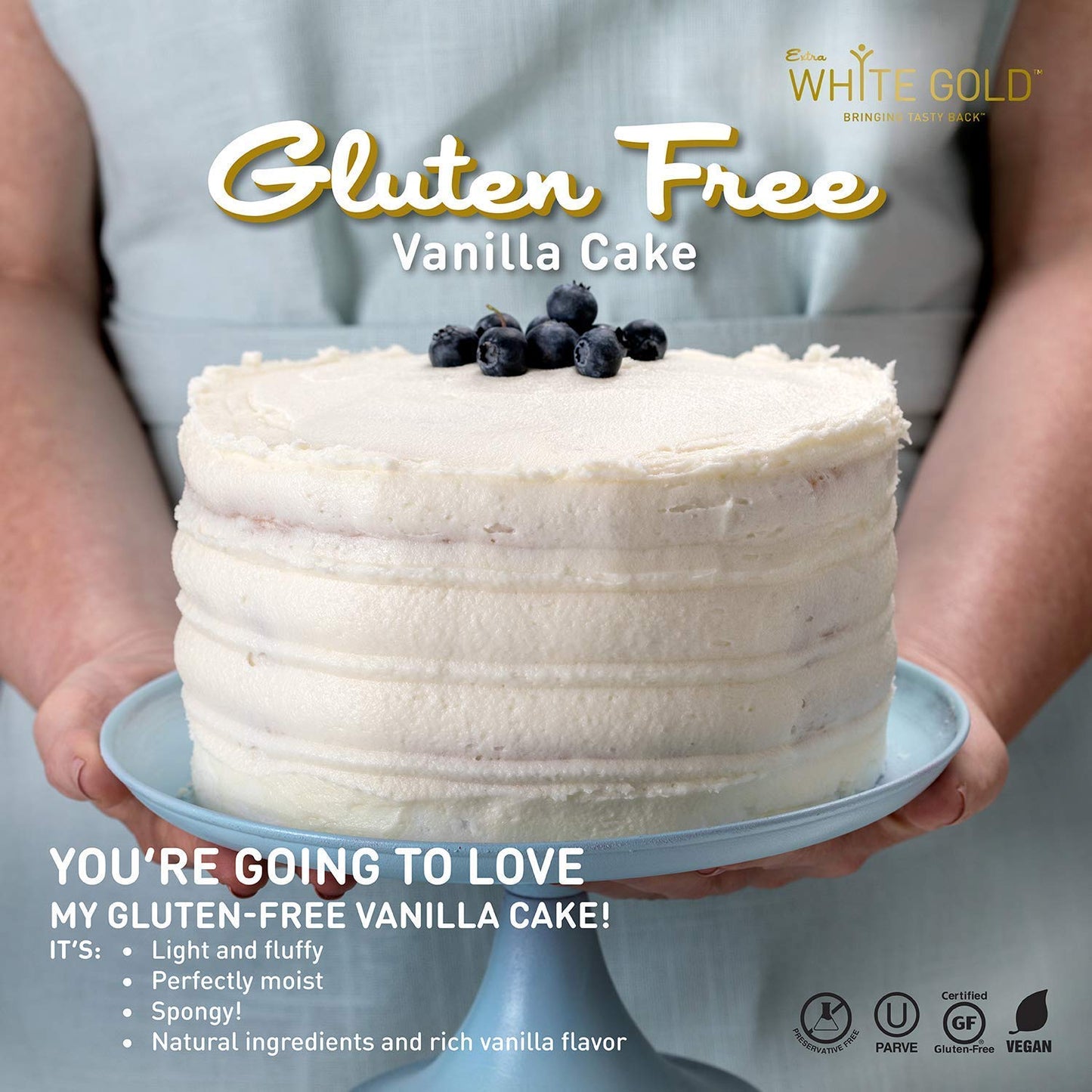 Extra White Gold Vanilla Cake Mix - For Baking Cakes Cupcakes Desserts - [Gluten Free] [Nut Free] [Free of the Top 14 Major Allergens] - 15.9 Ounces