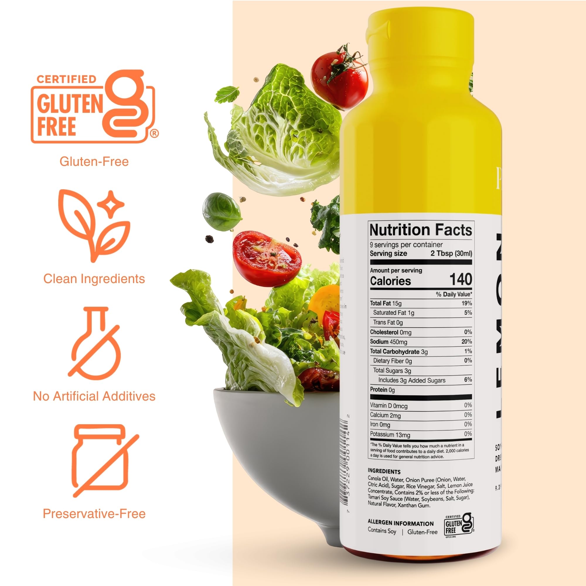 Pietro Lemon Japanese Style Marinade & Vinaigrette - No Preservatives, Non-GMO Fresh Lemon Flavor for Salad Dressing, Seafood, Noodles & Chicken - 9.3