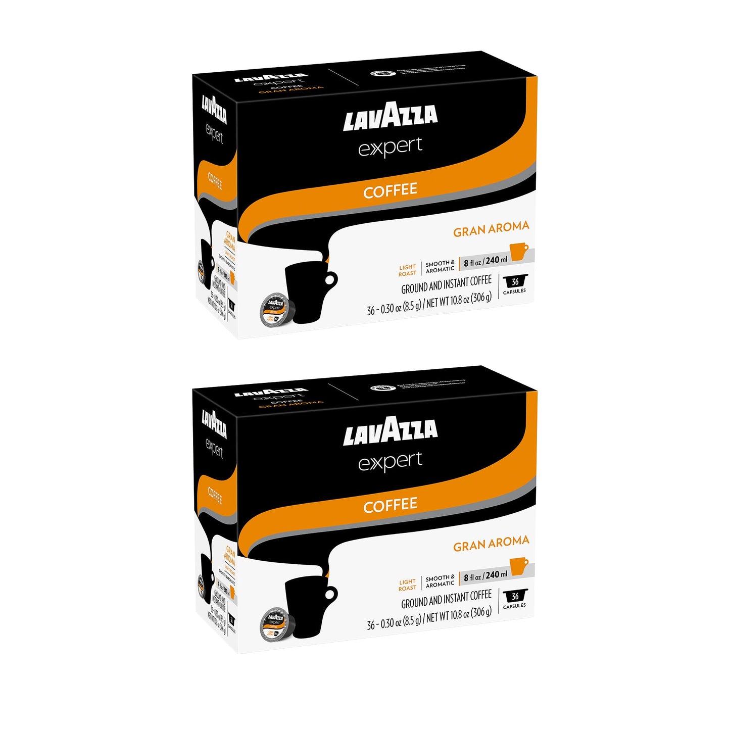 Lavazza Expert Gran Aroma Coffee Capsules, Light Roast, 100% Arabica, Compatible with Lavazza Classy Plus Machine (72 Capsules)
