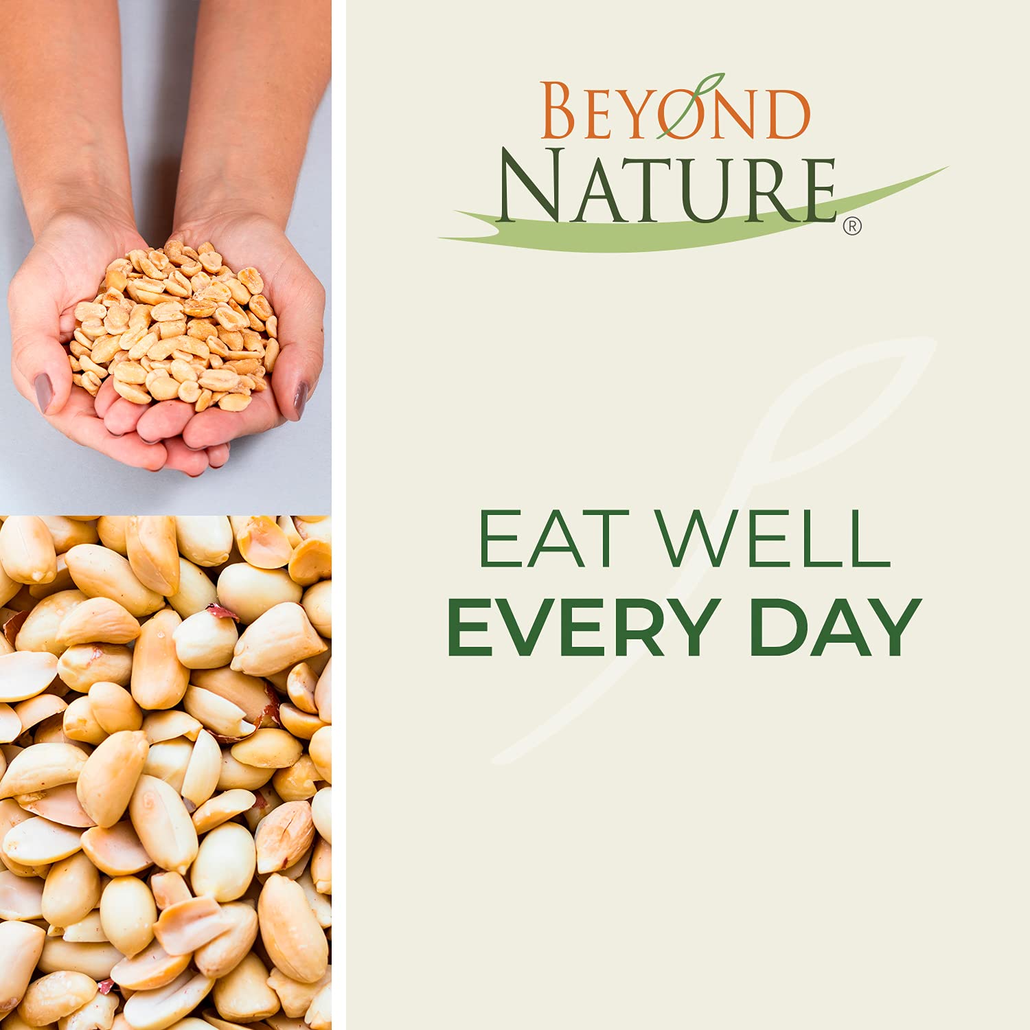 Beyond Nature Dry Roasted Chopped Peanuts - Unsalted 1 Pound (16 oz) Vacuum Sealed, Non GMO, No Oil & No Salt, Low Carb, Keto Friendly & Vegan Snack