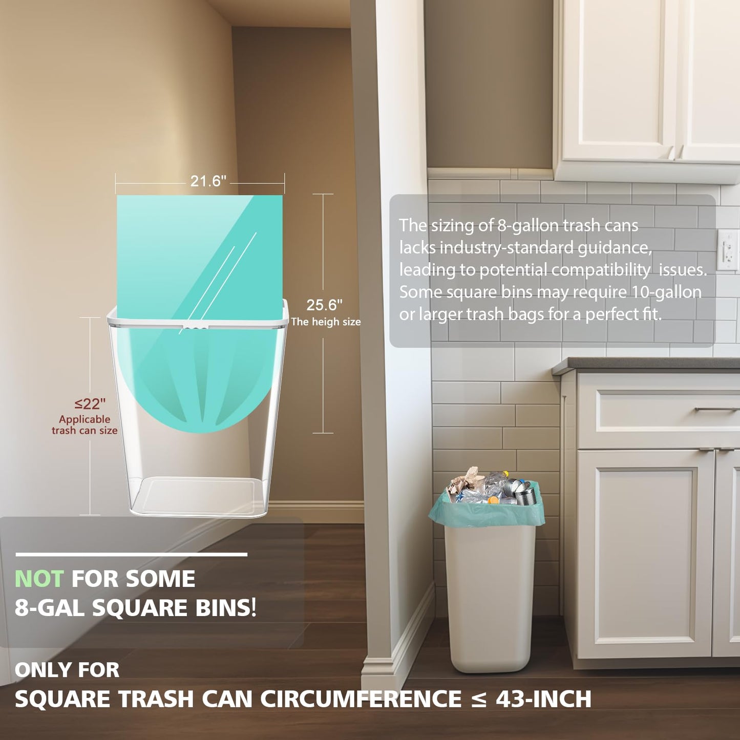 Biodegradable 8 Gallon Trash Bags, AYOTEE Garbage Bags 8 gallon, Compostable Medium Trash Bag, Unscented Leak Proof Bag for Office, Home, Bathroom