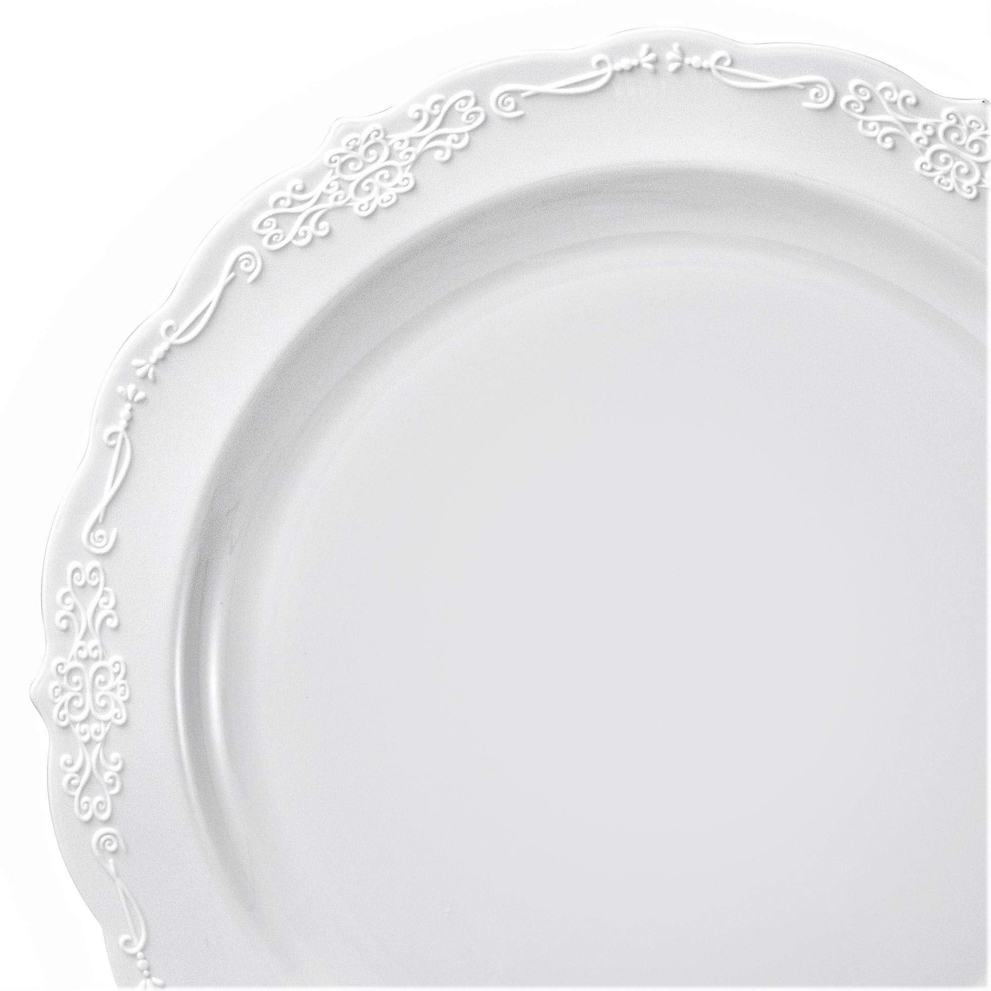 " OCCASIONS " 120 Plates Pack,(60 Guests) Vintage Wedding Party Disposable Plastic Plates Set -60 x 10'' Dinner + 60 x 7.5'' Salad/Dessert (Verona
