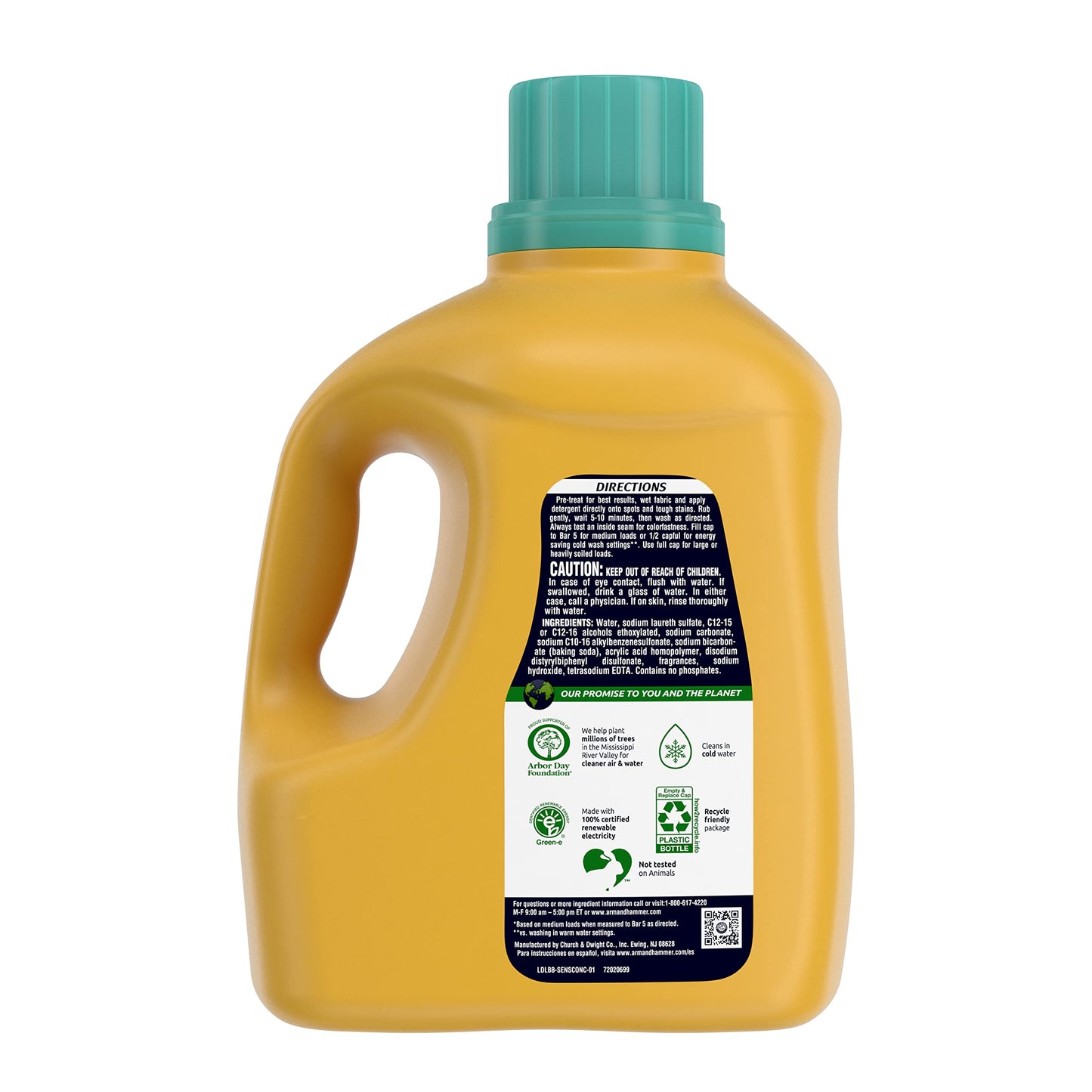 ARM & HAMMER Sensitive Skin Laundry Detergent with Hypoallergenic Fragrance, Fresh Scent Liquid Laundry Detergent, 144.5 Fl Oz Bottle