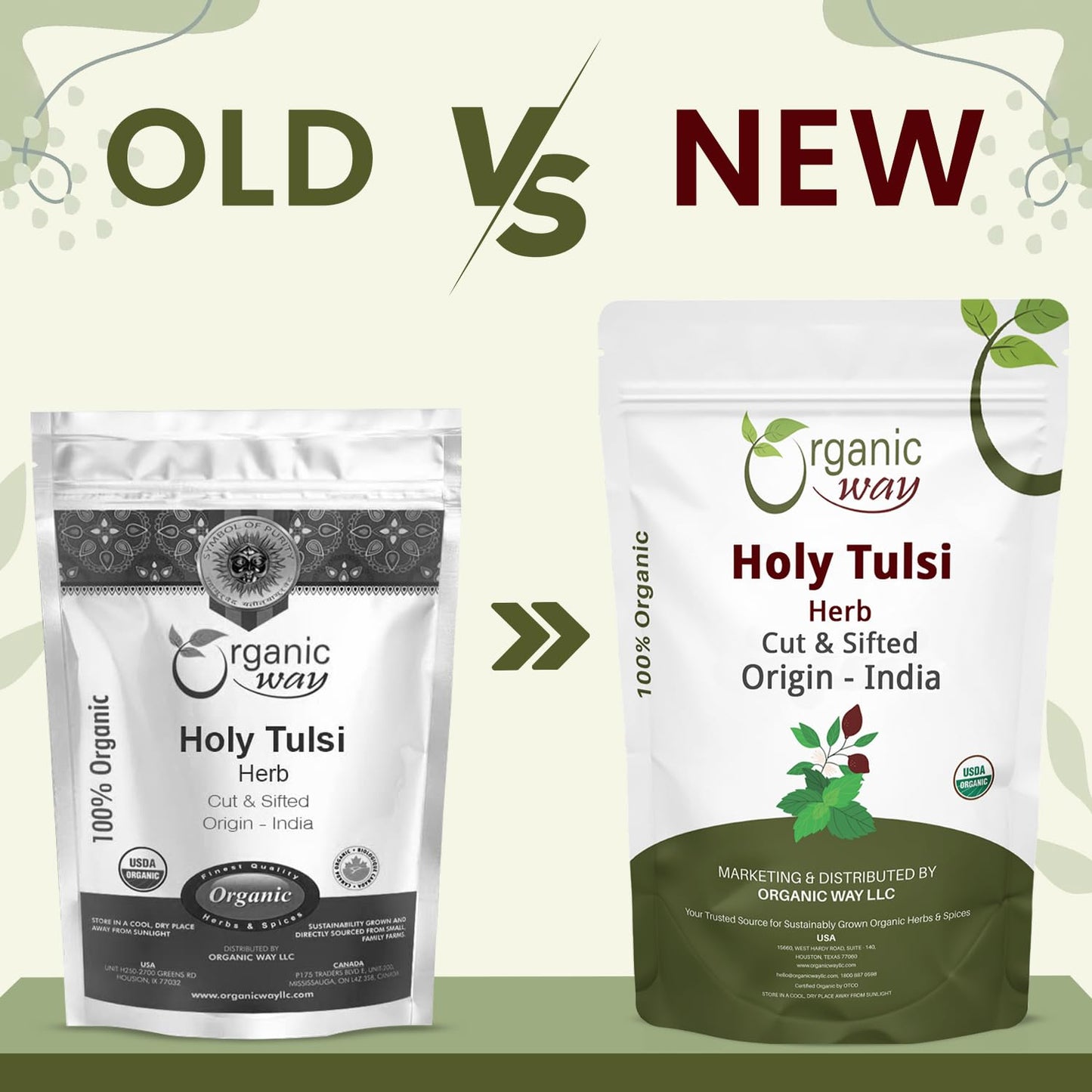 Organic Way Holy Tulsi/Holy Basil Herb Cut & Sifted (Ocimum Tenuiflorum) - Organic & Kosher Certified | Raw, Vegan, Non GMO & Gluten Free | USDA