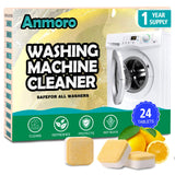 Anmoro Washing Machine Cleaner Tablets,24 Pack Deep Cleaning Tablets for HE,Front & Top Load Washers - Eliminates Odor-Causing Buildup,Debris from the