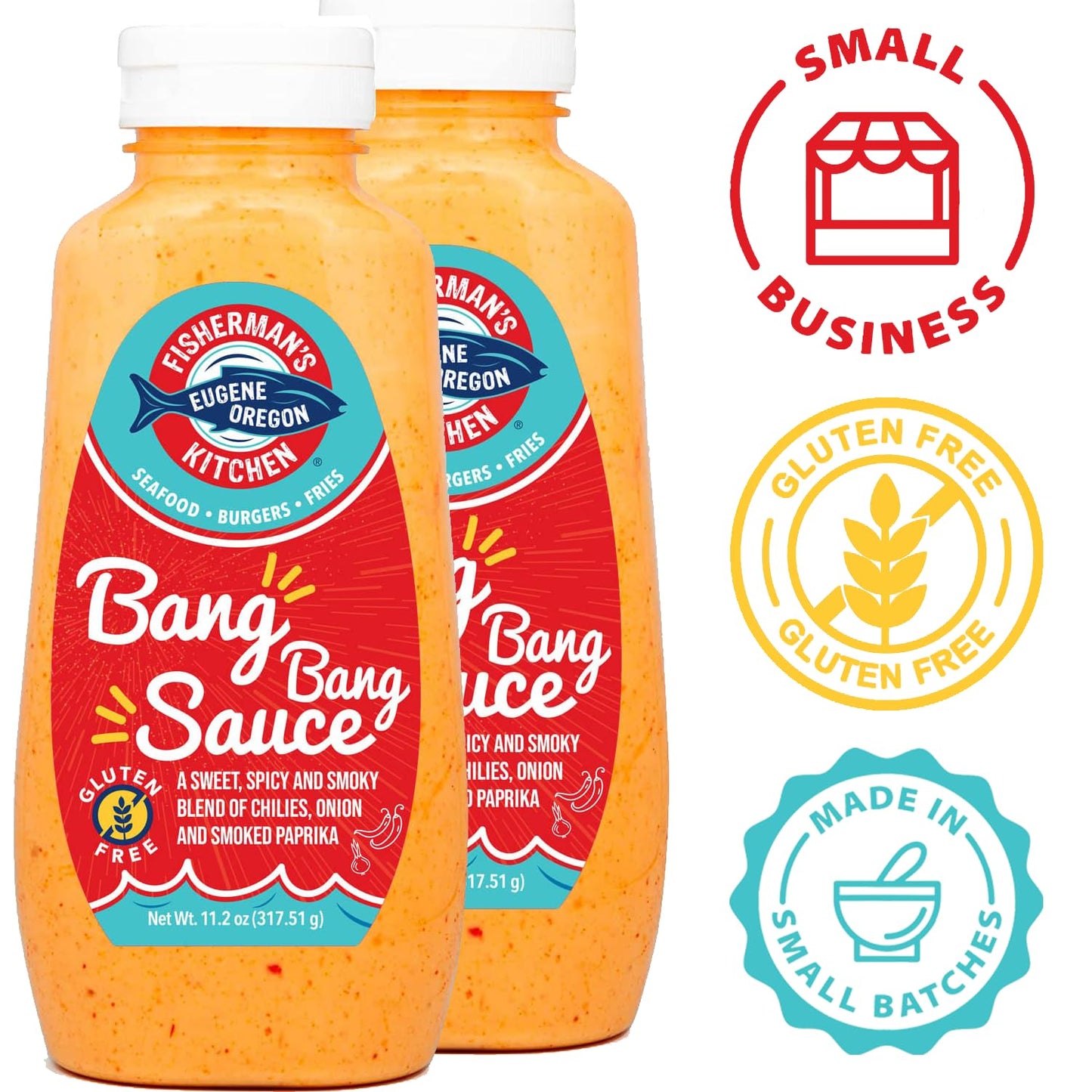 Fisherman's Kitchen Premium Bang Bang Sauce (2 Pack) An Addictive, Creamy Sweet Chili Mayo Dip, Shrimp and Chicken, Delicious Bold Drizzle for Fries