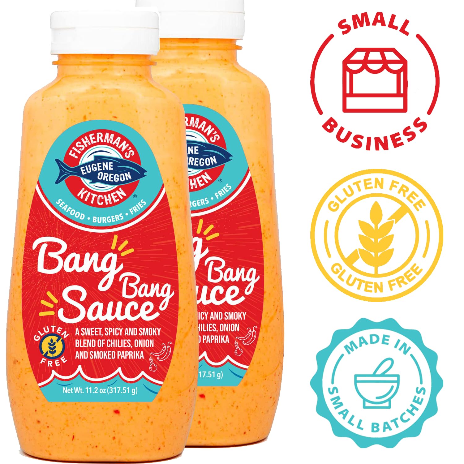 Fisherman's Kitchen Premium Bang Bang Sauce (2 Pack) An Addictive, Creamy Sweet Chili Mayo Dip, Shrimp and Chicken, Delicious Bold Drizzle for Fries