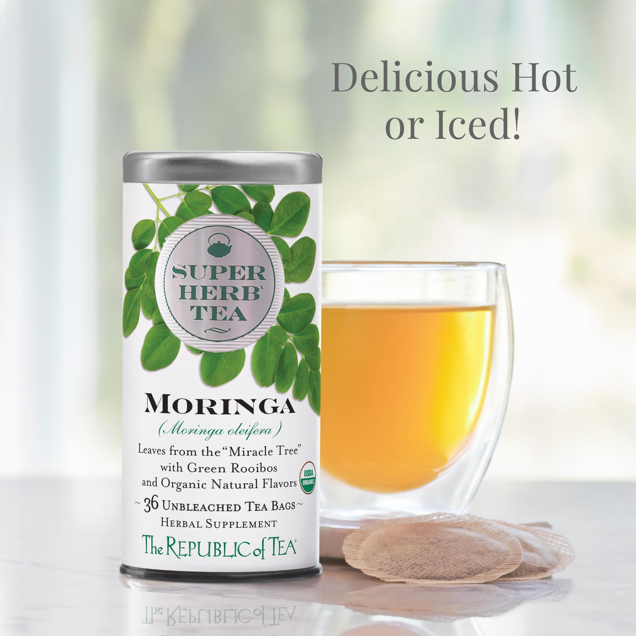 The Republic of Tea - Organic Moringa SuperHerb Tea Bulk Bag, 250 Herbal Tea Bags, Naturally Caffeine-Free