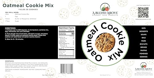 A Blend Above Oatmeal Cookie Mix, Oatmeal Delight: Irresistible Cookie Mix for Homemade Treats, Quick and Easy to Make, Makes 36 Cookies, 10 Minute