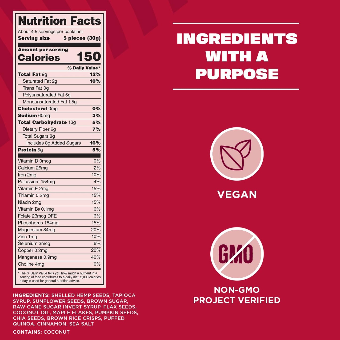 Manitoba Harvest Superseed Snack Clusters, Maple & Brown Sugar - 4.6oz - 5g Plant Protein, 2g Fiber, 5g Omega 3 & 6 per 30g serving - Easy 6-in-1