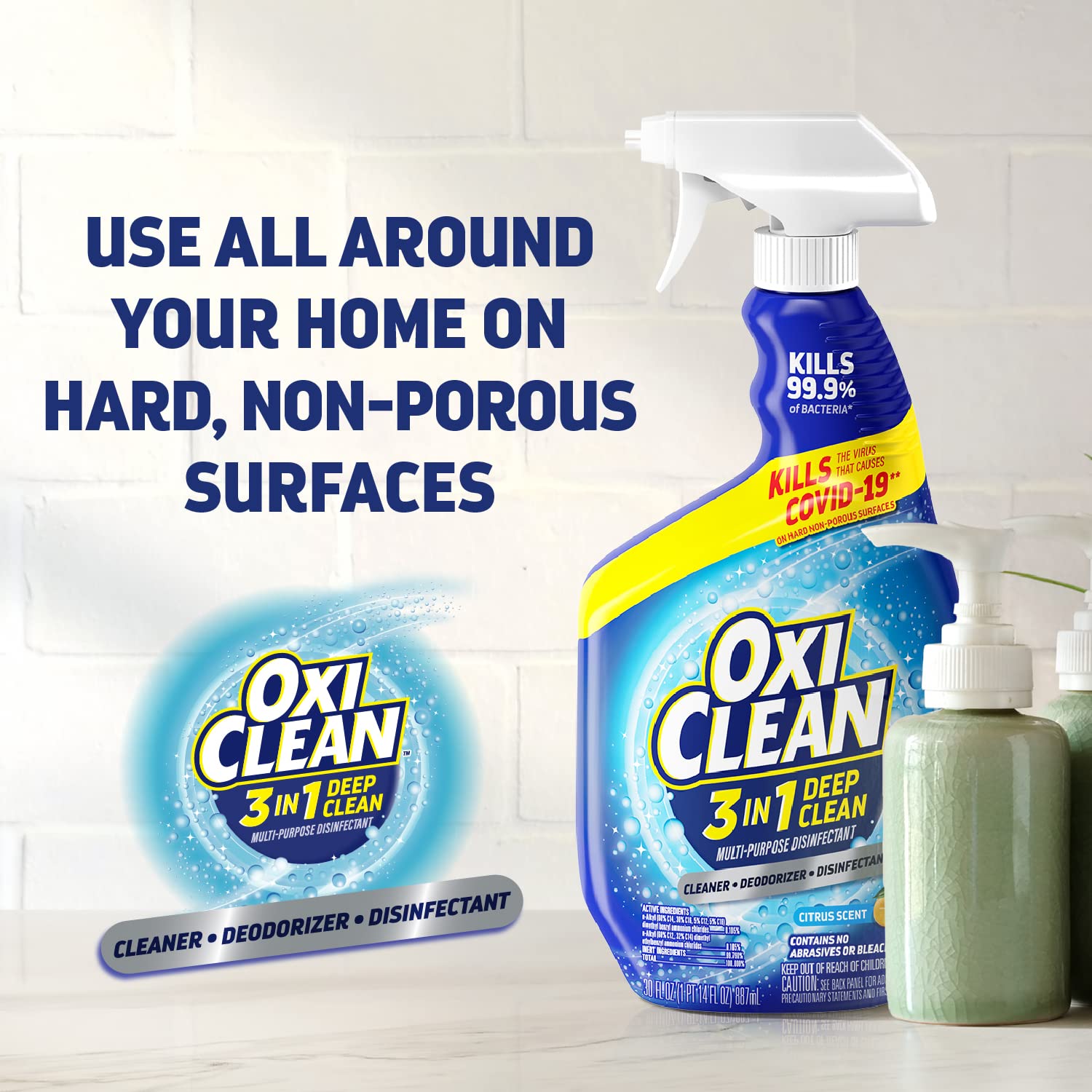 OxiClean 3-in-1 Deep Clean Multi-Purpose Disinfectant, 30 oz (Pack of 2)