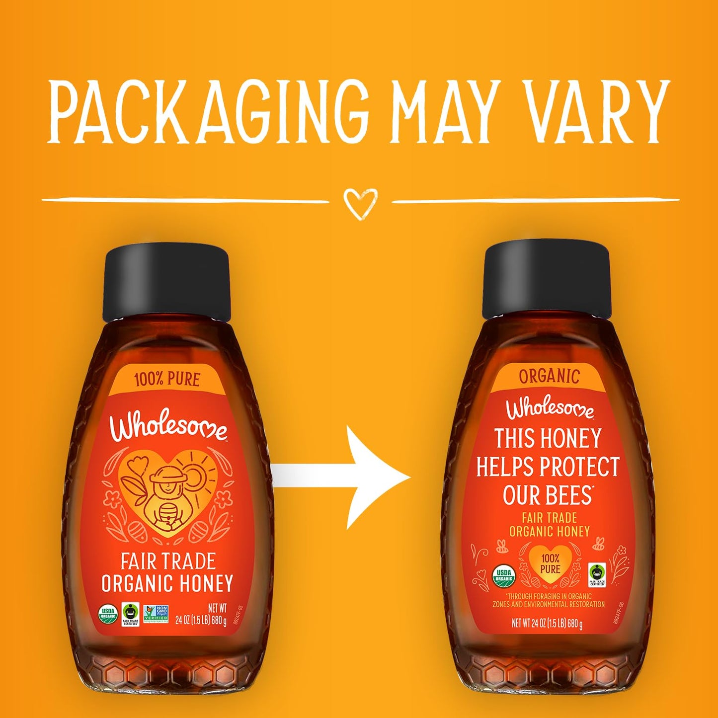 Wholesome Sweeteners 24-Ounce Organic Honey Bottle, 100% Pure, Fair Trade Certified, Non GMO Project Verified & Gluten Free, 1 Pack