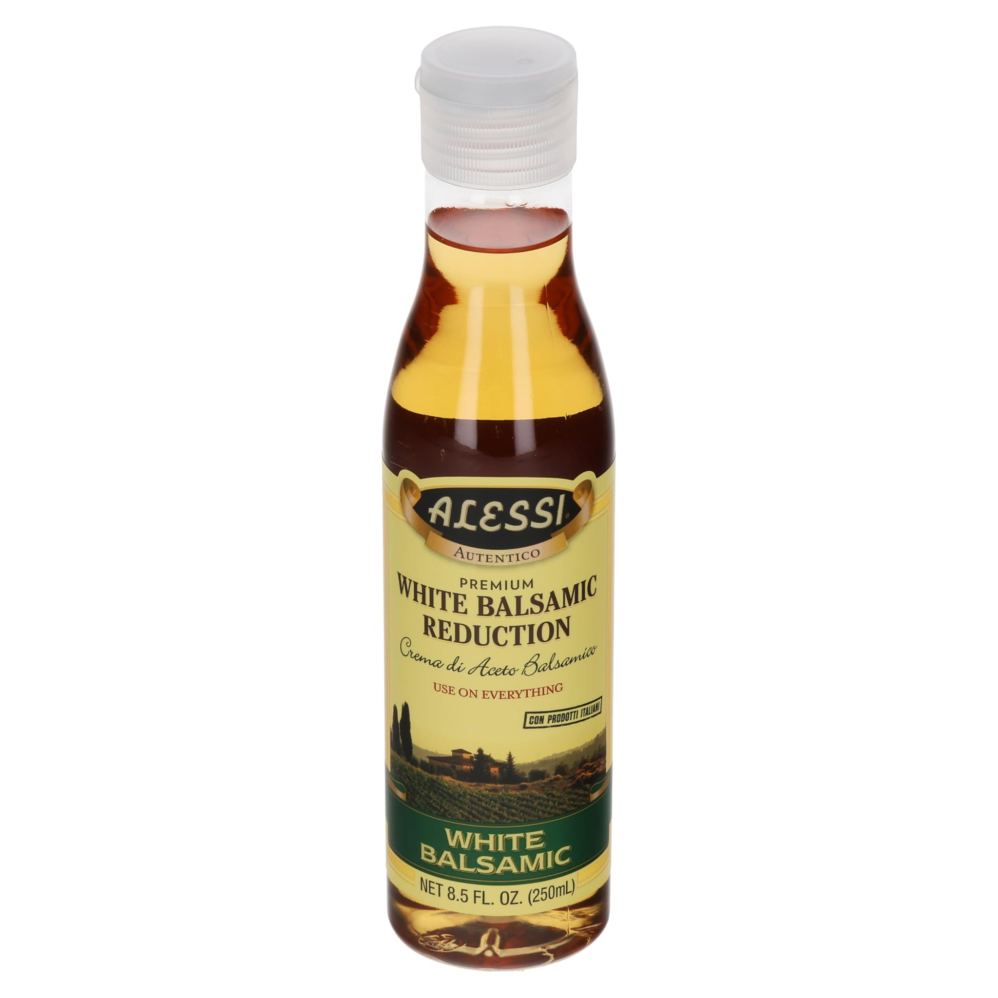 Alessi Balsamic Vinegar Reduction, Autentico from Italy, Ideal on Caprese Salad, Fruits, Cheeses, Meats, Marinades, White Balsamic (White Balsamic