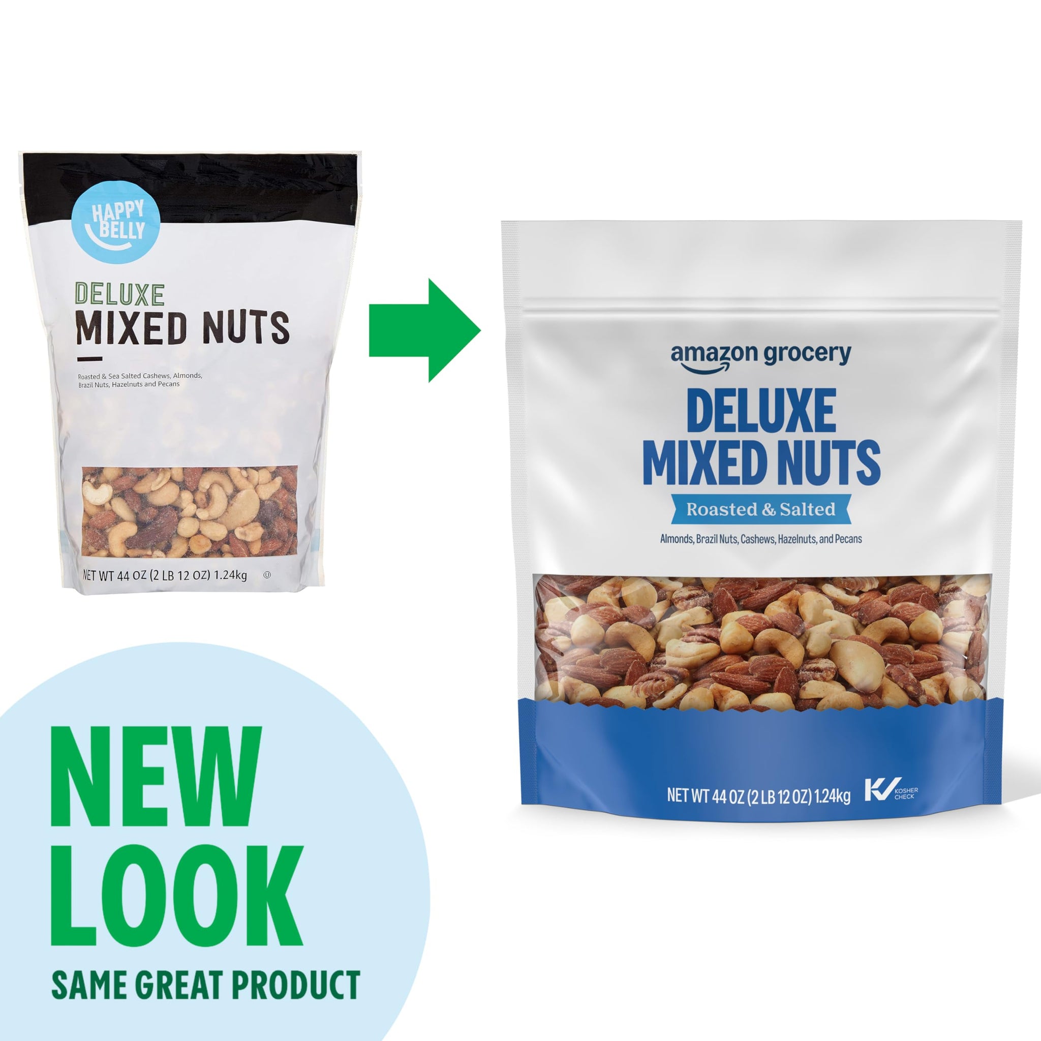Amazon Grocery, Deluxe Mixed Nuts, Roasted & Salted, 44 Oz (Previously Happy Belly, Packaging May Vary)