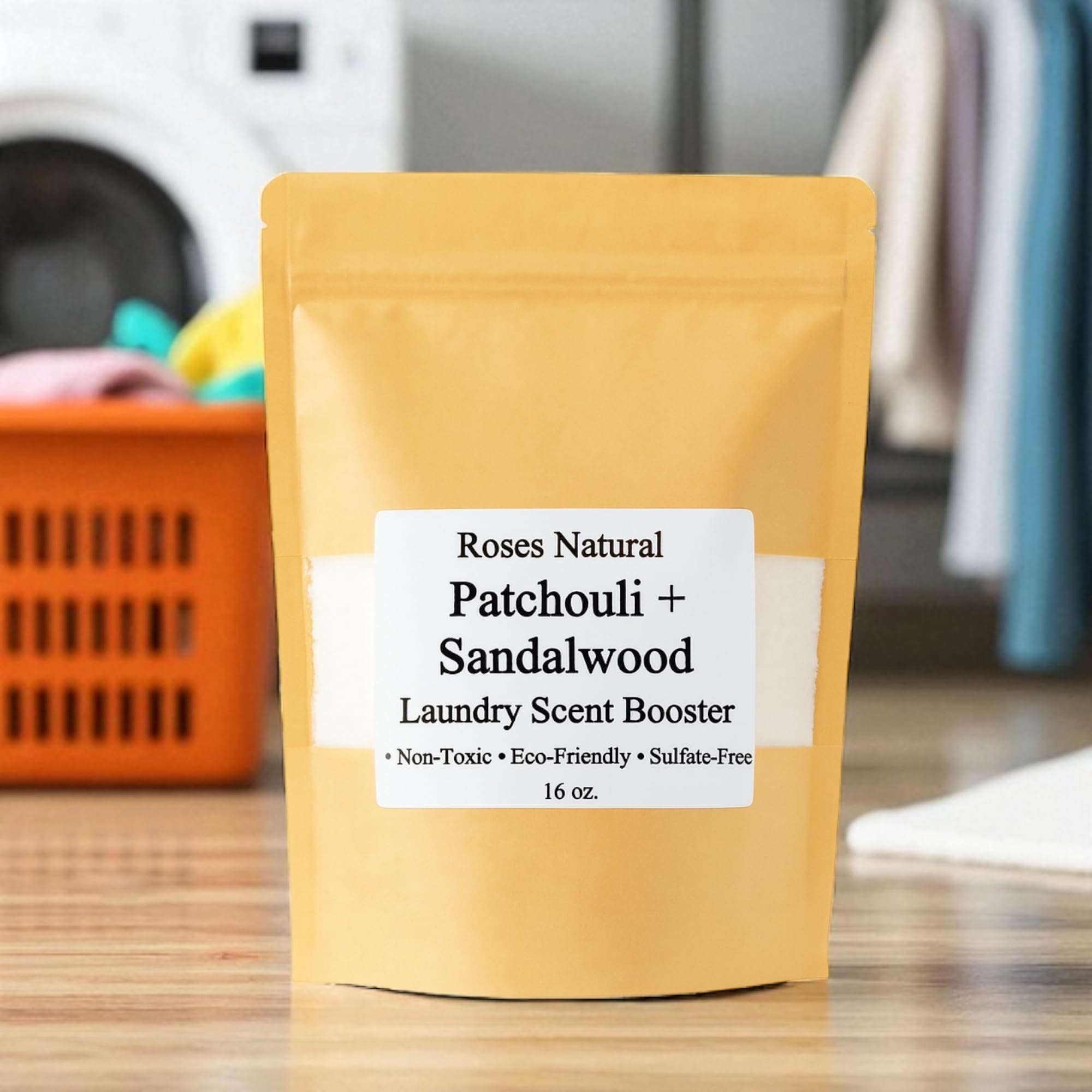 Roses Natural Patchouli + Sandalwood Laundry Scent Booster, 16 oz - Plant-Based, Essential Oil Scented, Sulfate-Free, Non-Toxic, In-Wash Fragrance