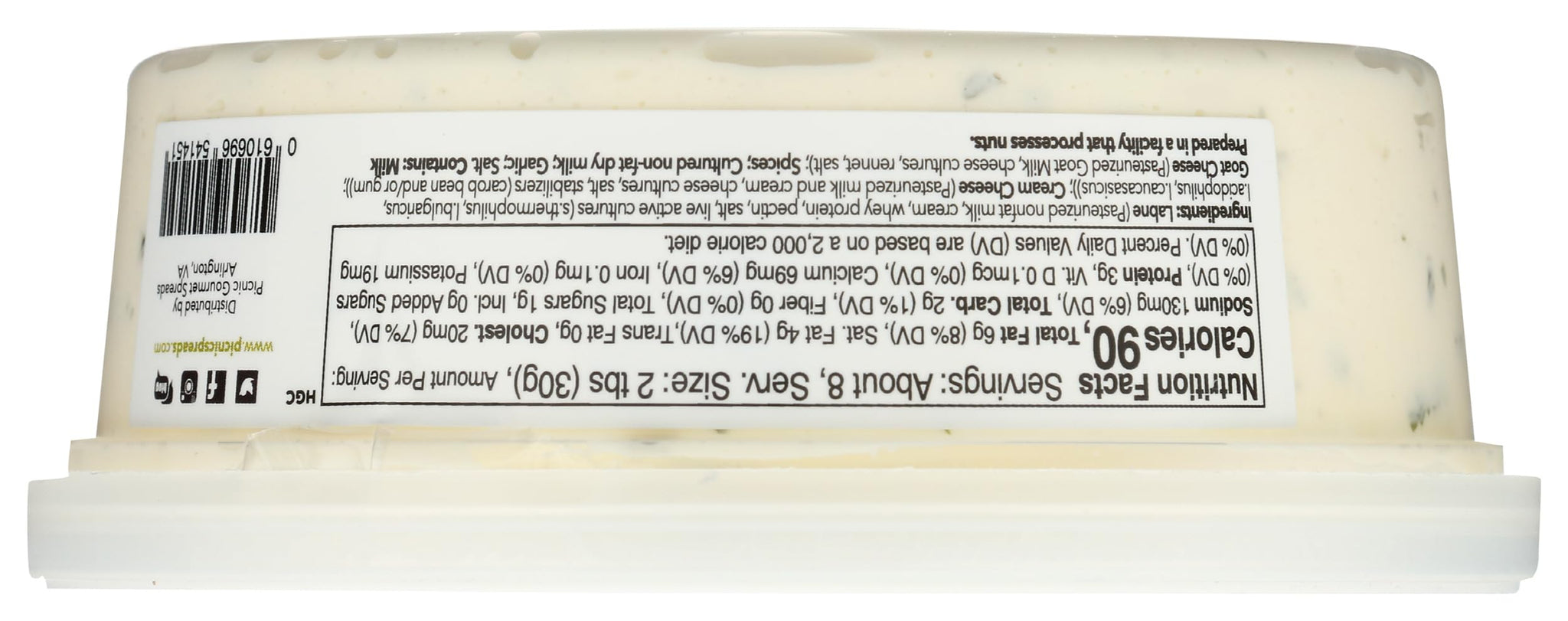 Picnic Gourmet Spreads, Spread Herbed Goat Cheese, 8 Ounce