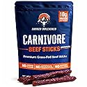 Rugged Unleashed Grass Fed Beef Sticks - Premium Carnivore Snacks With High Protein Meat Sticks, Savory Beef Jerky Snack Sticks, Carnivore Bar, No