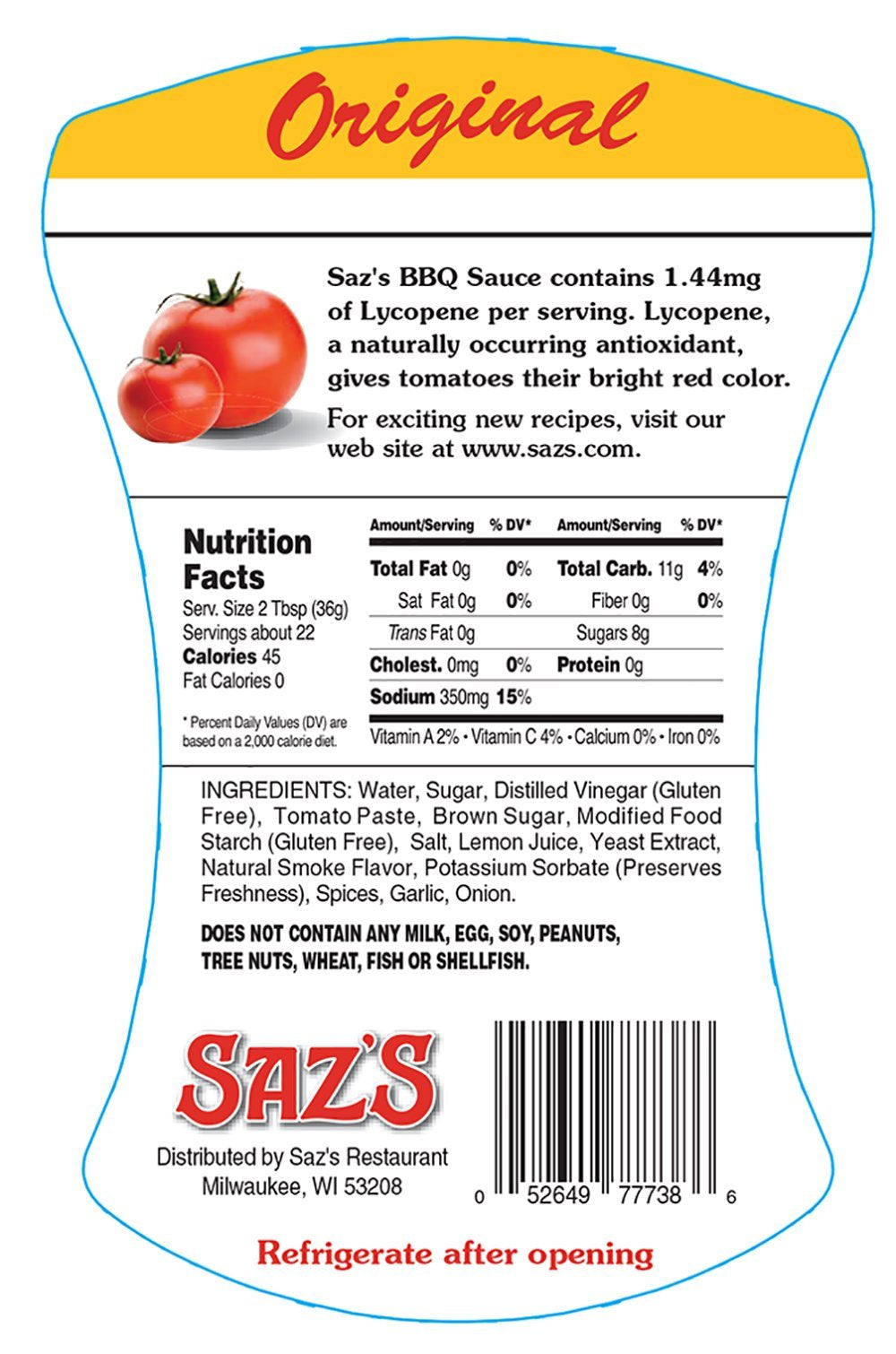 Saz's Original BBQ Sauce (Sauce Saver 8 Pack)