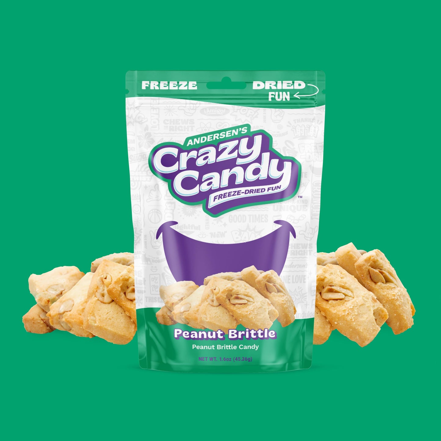 Freeze Dried Peanut Brittle, Crazy Candy Peanut Brittle - Light Airy Texture Buttery Candy