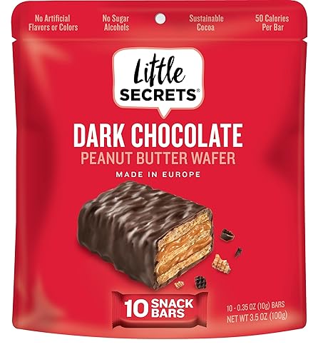 Little Secrets Dark Chocolate Peanut Butter Crispy Wafers || Made in Europe | Nothing Artificial & No Sugar Alcohols | Sustainable Cocoa (3.5 Ounce