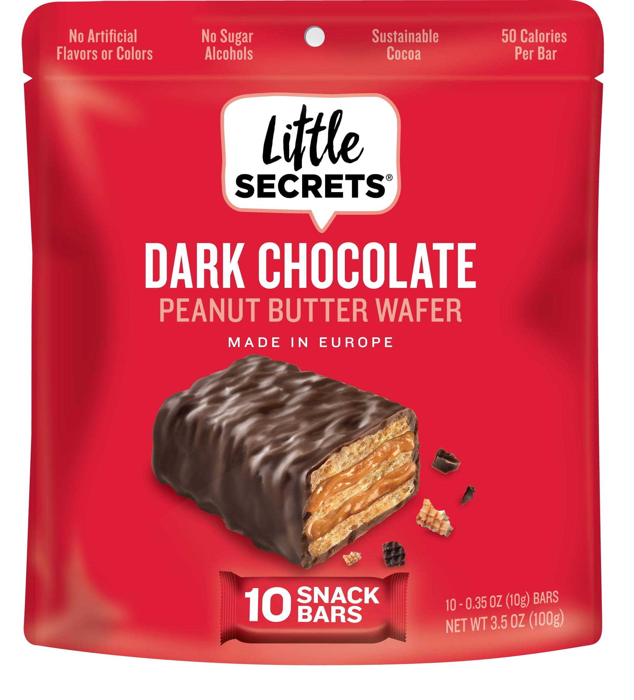 Little Secrets Dark Chocolate Peanut Butter Crispy Wafers || Made in Europe | Nothing Artificial & No Sugar Alcohols | Sustainable Cocoa (3.5 Ounce