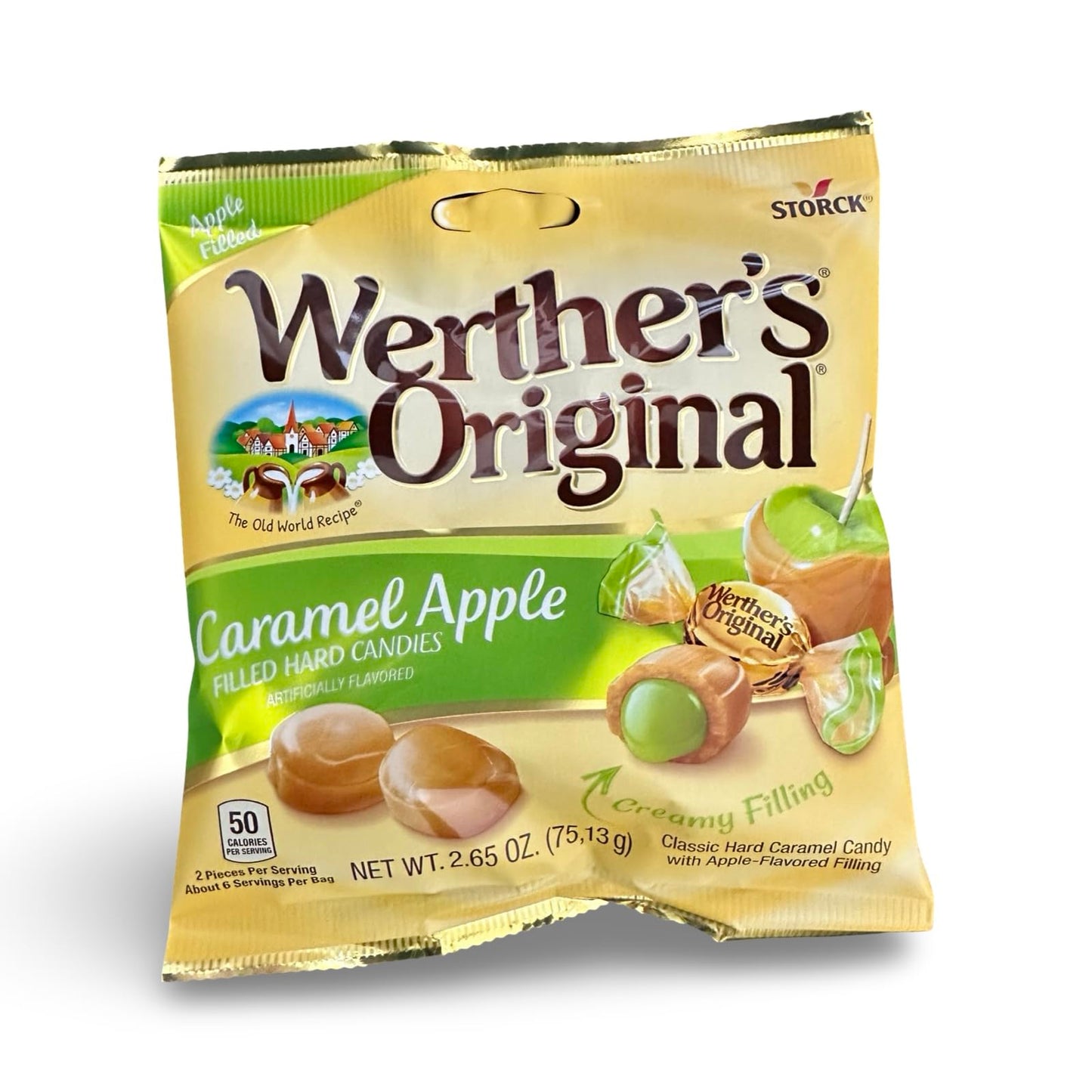Werther's Original 2.65oz Creamy Caramel Filled Hard Candies and Caramel Apple Filled Hard Candies 4-pack Bundled Set