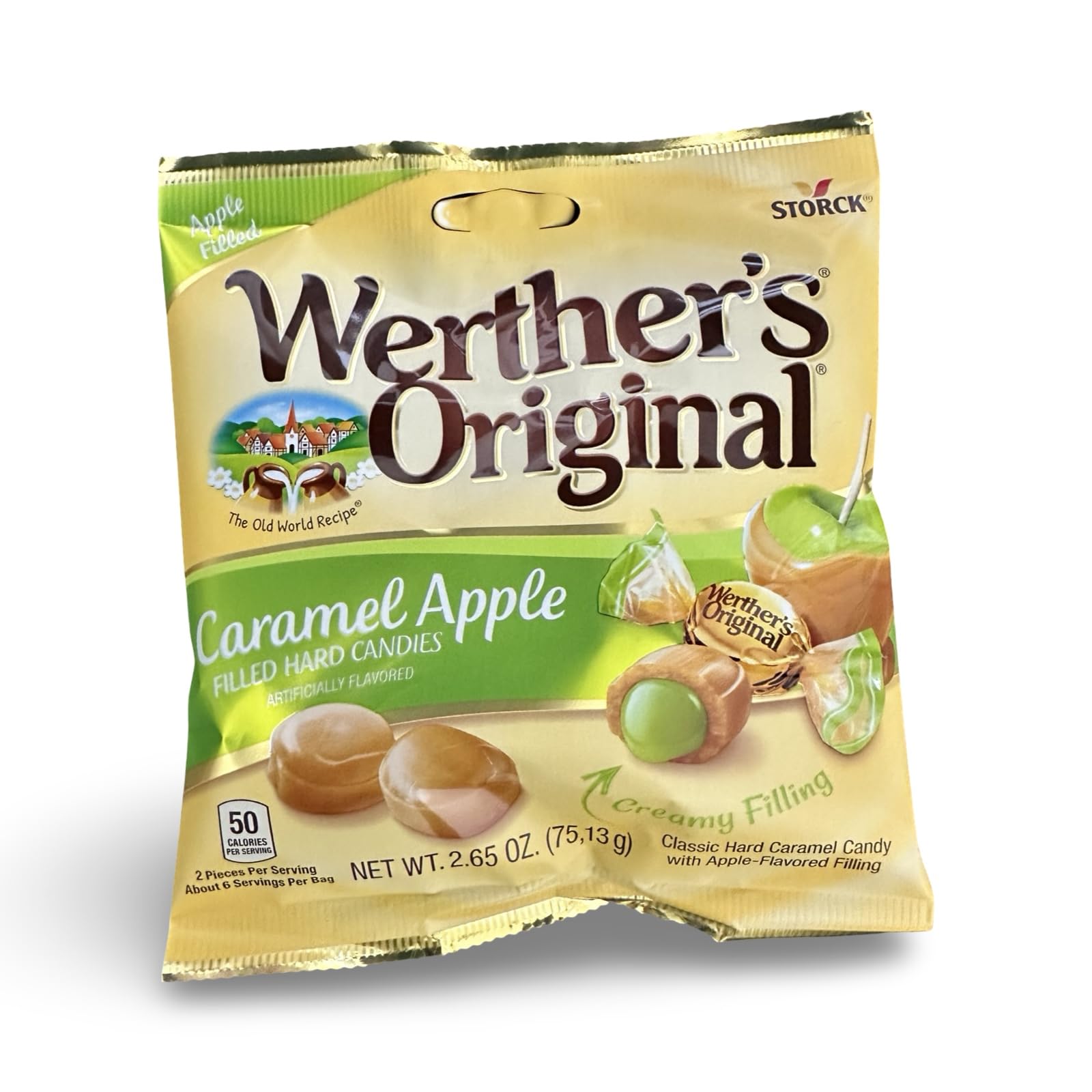 Werther's Original 2.65oz Creamy Caramel Filled Hard Candies and Caramel Apple Filled Hard Candies 4-pack Bundled Set