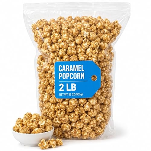 Caramel Popcorn, 2 lb Bag, Sweet Crunchy Gourmet Popcorn Snack