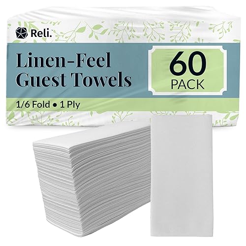 Reli. Bathroom Napkins Guest Disposable (60 Pack) Linen-Feel Guest Towels 12" x 15.75" | Cloth-Like Restroom Napkins | Paper Hand Towels for Bathroom