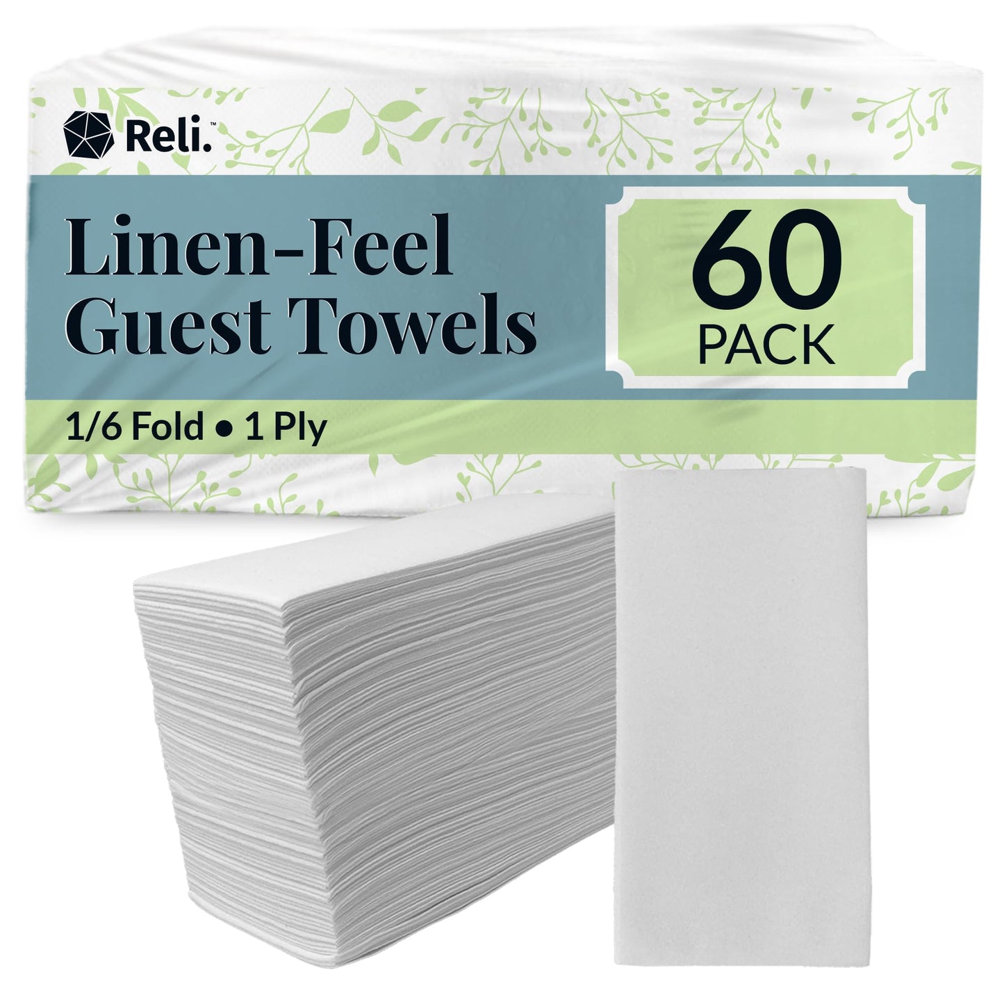 Reli. Bathroom Napkins Guest Disposable (60 Pack) Linen-Feel Guest Towels 12" x 15.75" | Cloth-Like Restroom Napkins | Paper Hand Towels for Bathroom