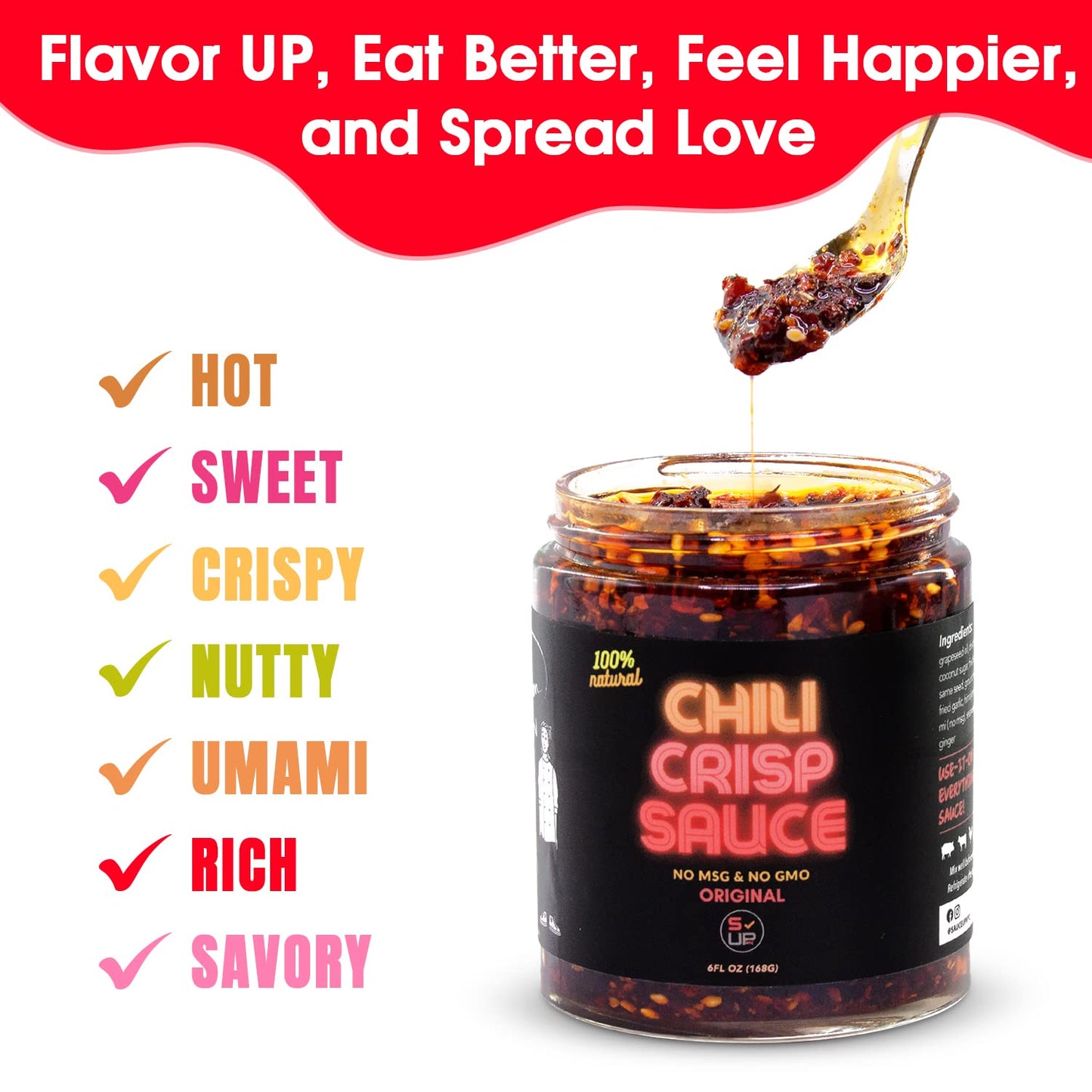 SAUCE UP Chili Crisp Trio Bundle - Original, Extra Spicy & White Truffle | Super Crunchy, Savory & Garlicky Chili Oil & Sauce | Vegan, Keto