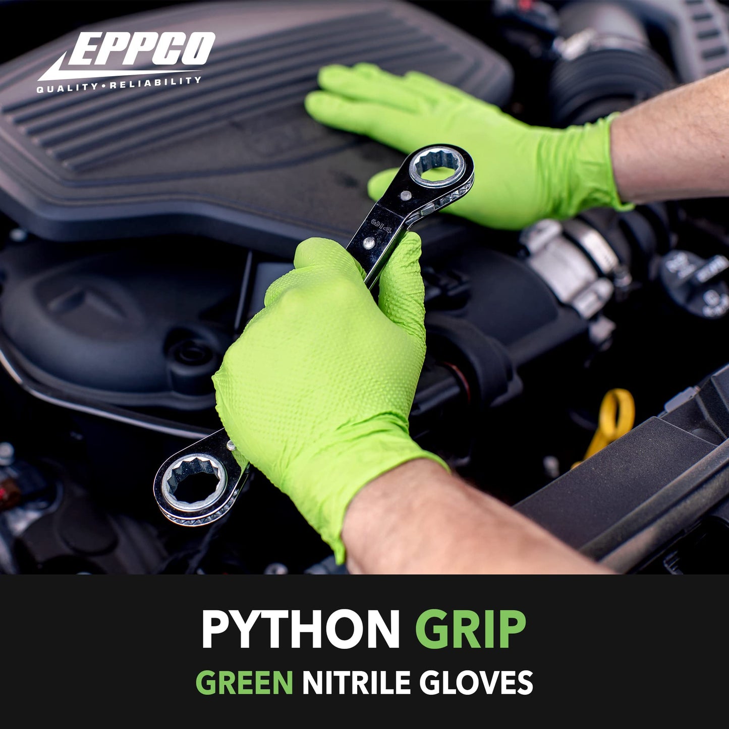 Python Grip Eppco Green Nitrile Gloves - Size XL 90 Count Box