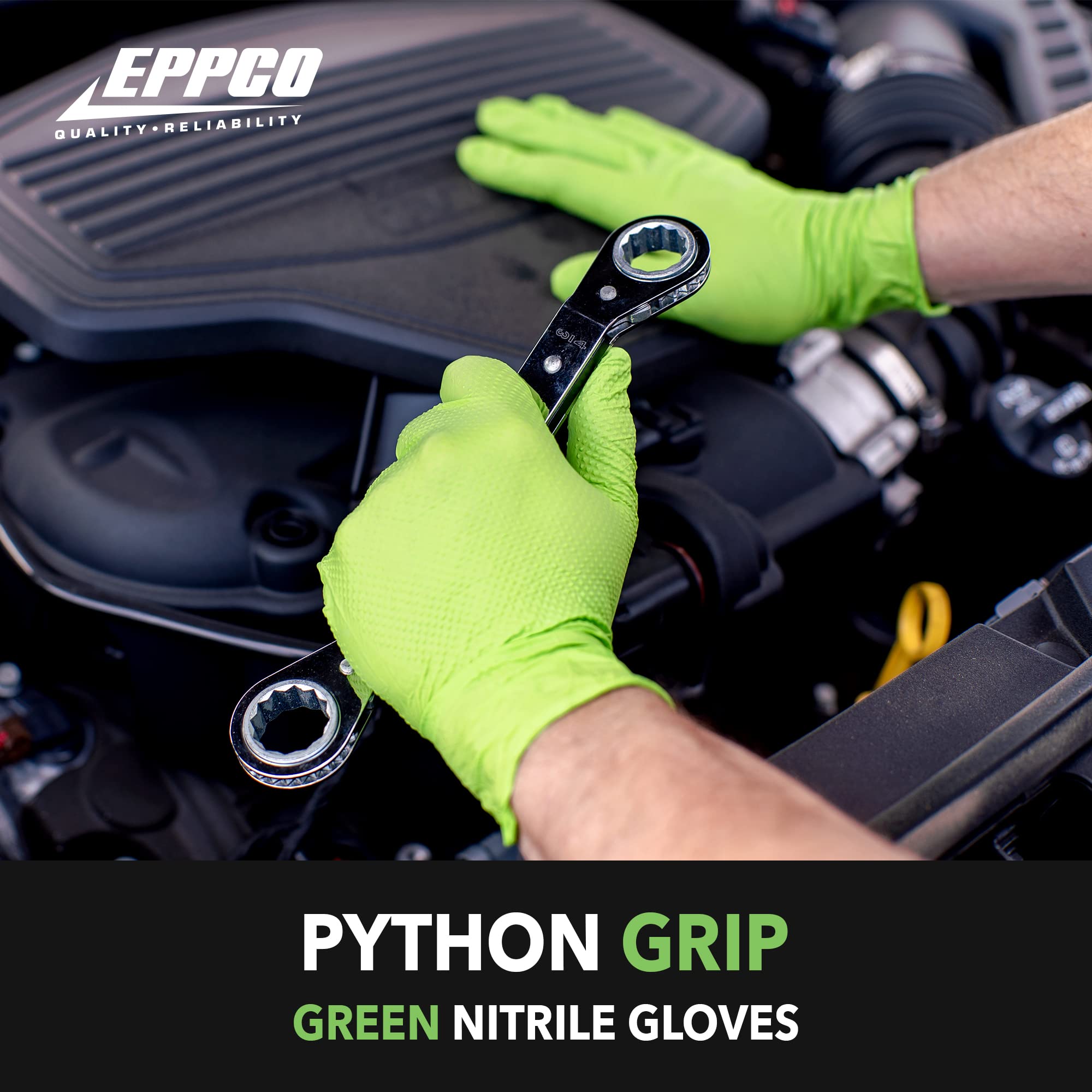 Python Grip Eppco Green Nitrile Gloves - Size XL 90 Count Box