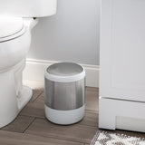 Bath Bliss Smooth Matte Stainless Waste Bin and Toilet Brush | Dimensions: 7.9" x 7.9" x 9.8"- Wastebasket | Dimensions: 4.7"x 4.7"x 16.5"- Toilet